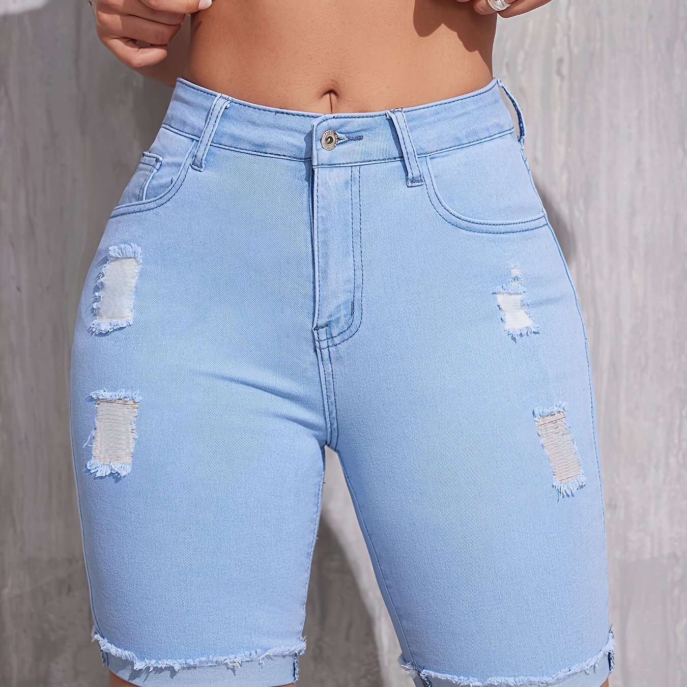 Women's Tight Ripped Denim Shorts