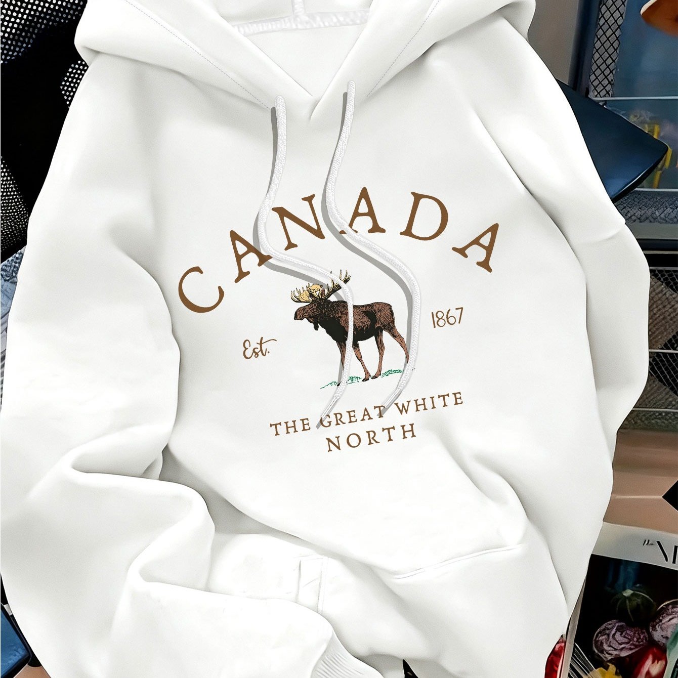 TEMU Sweat à capuche à imprimé de lettres, sweat à capuche décontracté à cordon de serrage pour l'hiver et , vêtements pour femmes