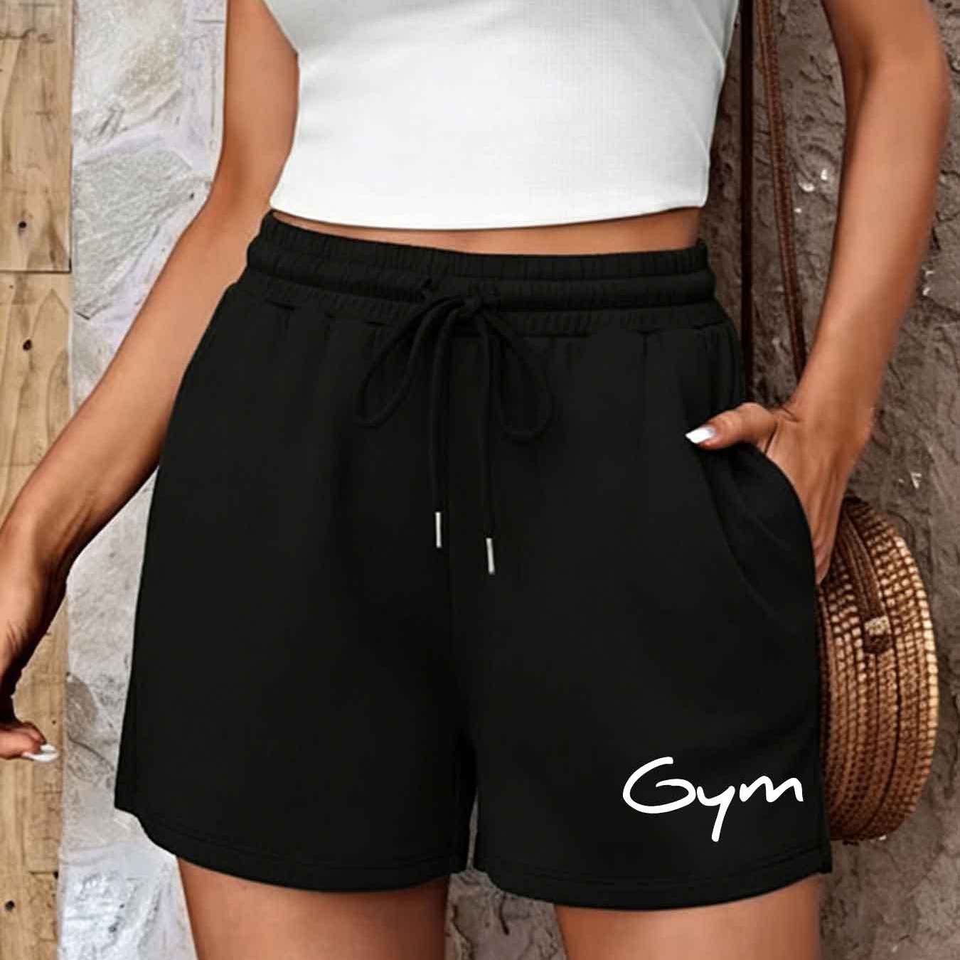 TEMU Simple And Stylish Women's Shorts With A Featuring Letter Print Patterns. Fashionable Women's Shorts Feature A Drawstring Elastic Waistband,