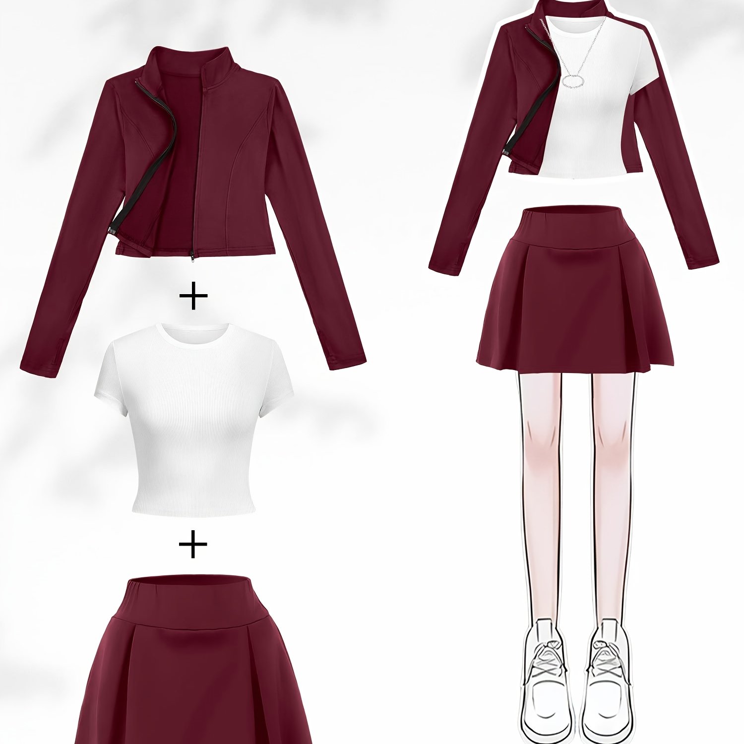 TEMU 3pcs Set Of Autumn Women's Clothing, + Short Skirt + T-shirt, Solid Color, Easy Style, Slim Fit, Sexy, Versatile Style