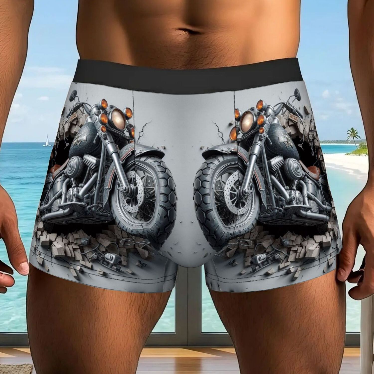 TEMU 1pc Motorcycle Underpants Homme Panties For Man Underwear Comfortable Shorts Boxer Briefs