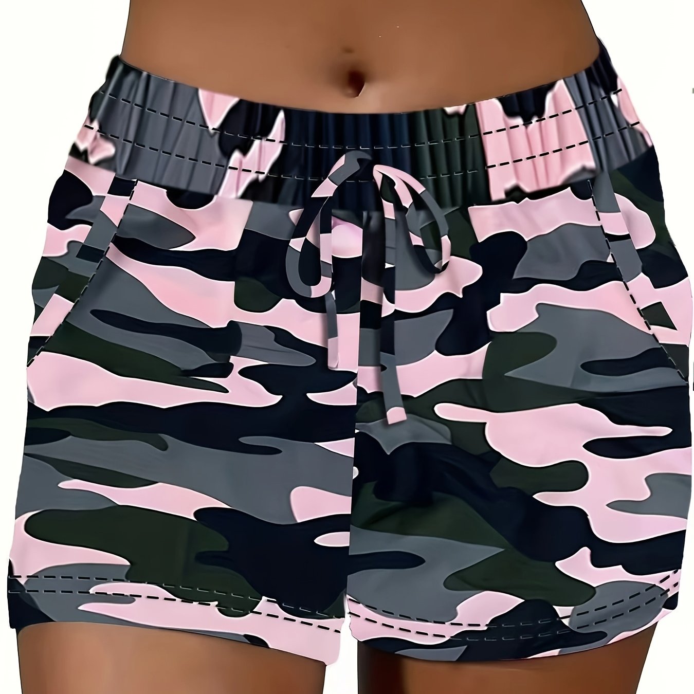 Image of New European And American Spring/summer Printed Elastic Waist Casual Sports Shorts