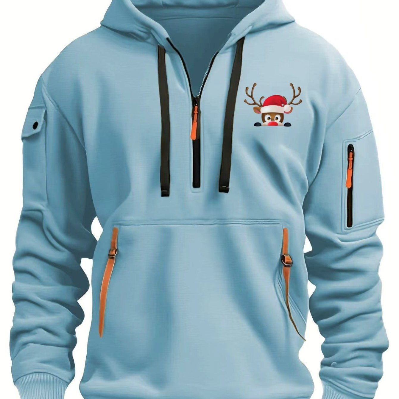TEMU Half-zip Men's Fashion Print Sweatshirt Casual Sport Hoodie Print Fall Winter Long Sleeve Top