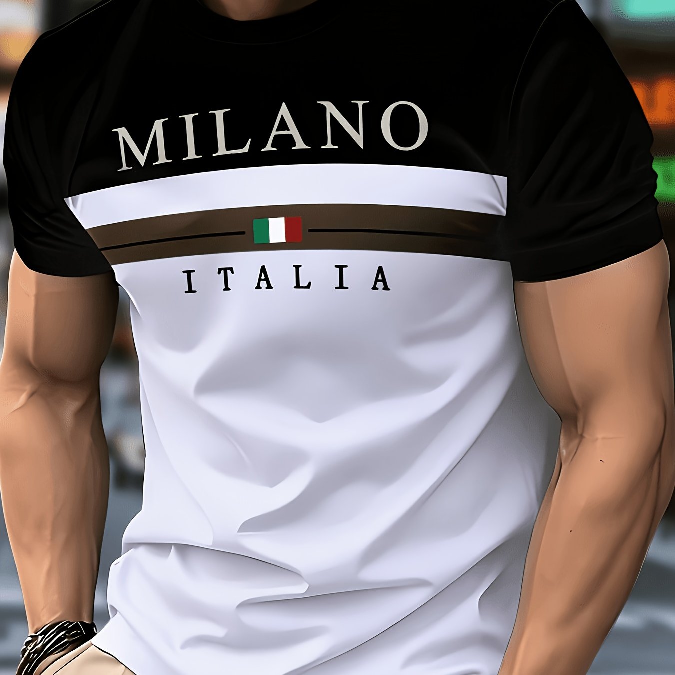 TEMU [print Design- No Texture] Men's Casual T-shirt Color- Breathable Everyday Shirt Activities Machine Washable Crew Neck