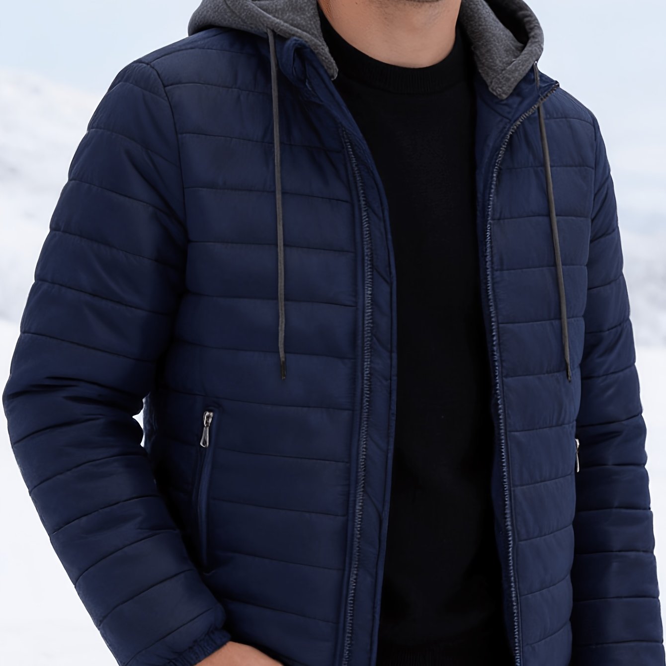 TEMU 1pc Men's Jacket Warm Casual Jacket - Solid Color Hooded Lightweight 7-color Optional - Detachable Hat Design - Versatile For Daily, Outdoor,