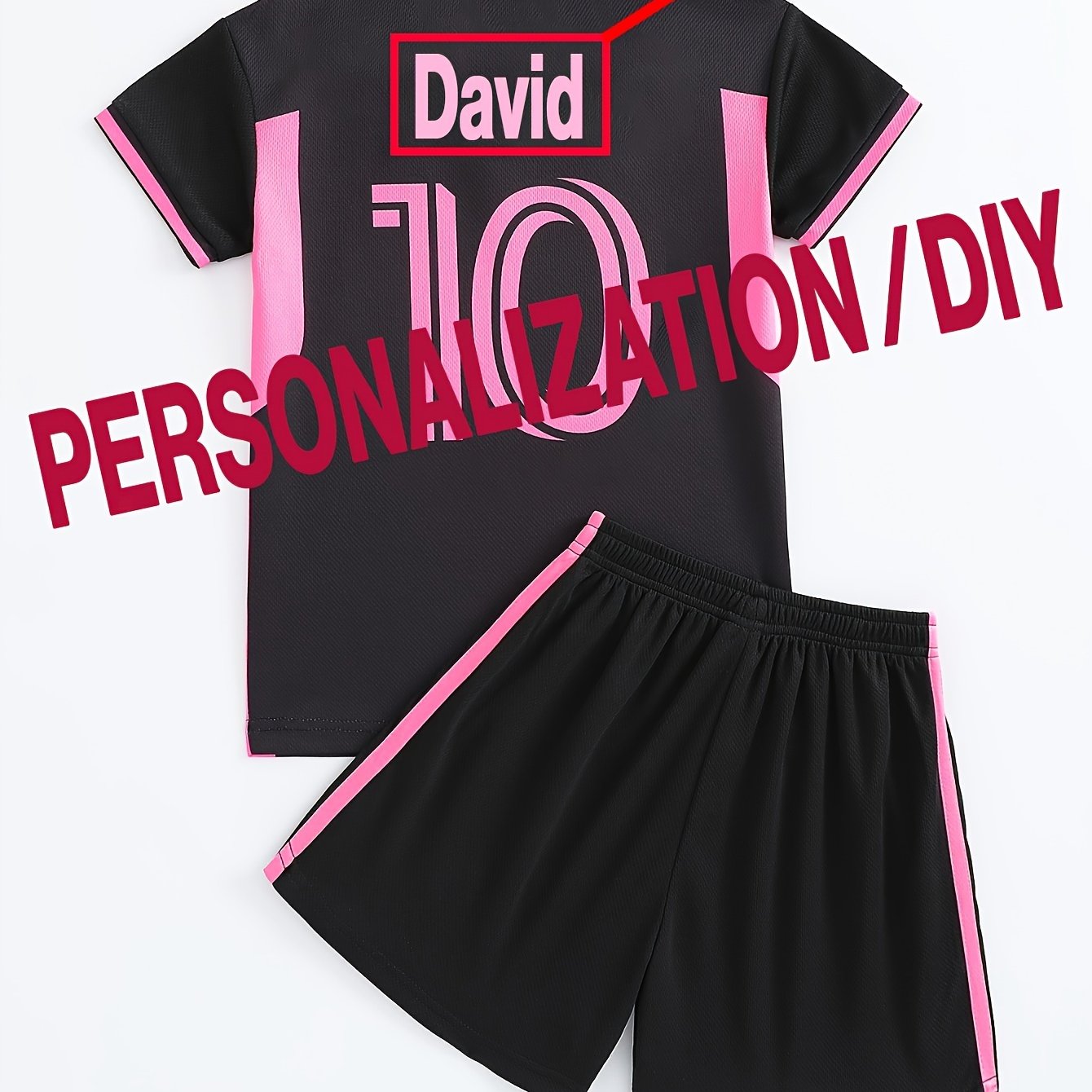 Image of Children's Casual Sports Training Quick-dry Football Jersey Set With Name Customization, Perfect For Outdoor