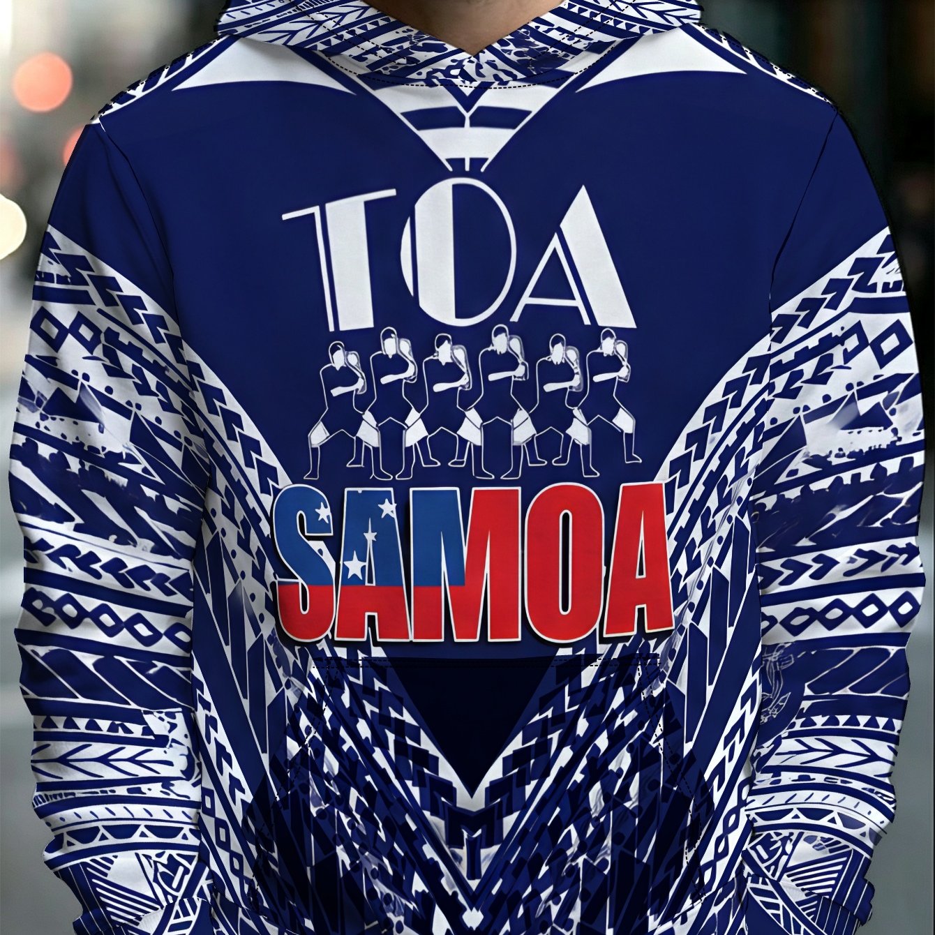 TEMU Warrior Pattern Samoa Store Men's Regular Size Hooded Sweatshirt, All Over Graphic Long Sleeve Hoodie