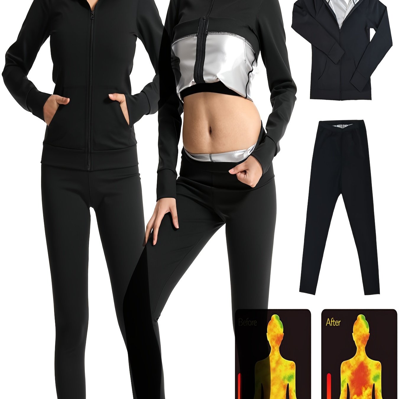 Image of Sweat-wicking Women's Set -burning Sweat-inducing Sports Set Women's Yoga Fitness Wear