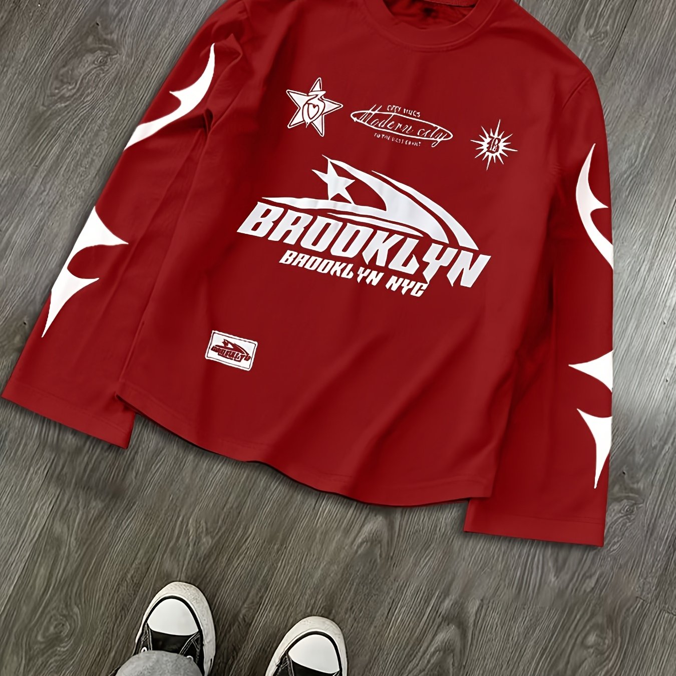 TEMU Men's Long Sleeve Printed T-shirt, Regular Spring/autumn Outdoor Sports Casual Long Sleeve Top