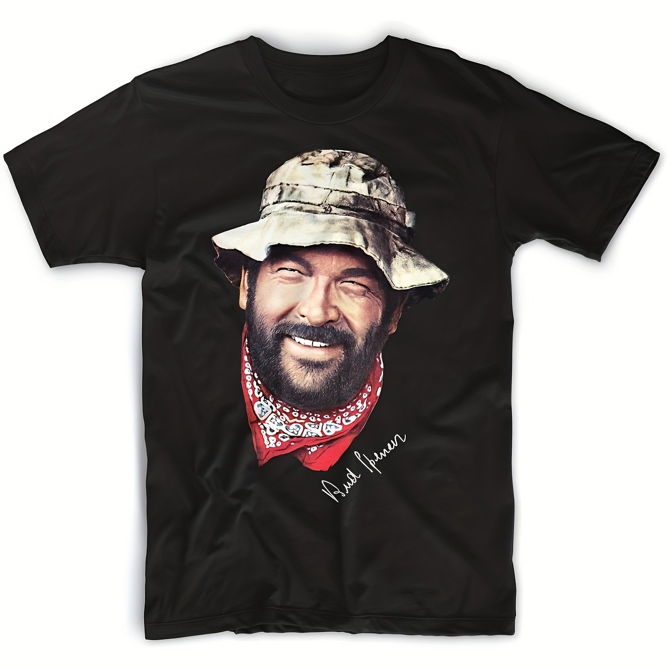 Image of Localbud Men' Bandana Print T-shirt - Breathable Rok Micro-stretch Knit Tee, Regular Fit Short Sleeve Casual Shirt With Iconic Hat -season Wear, Machine Washable, Plus Size