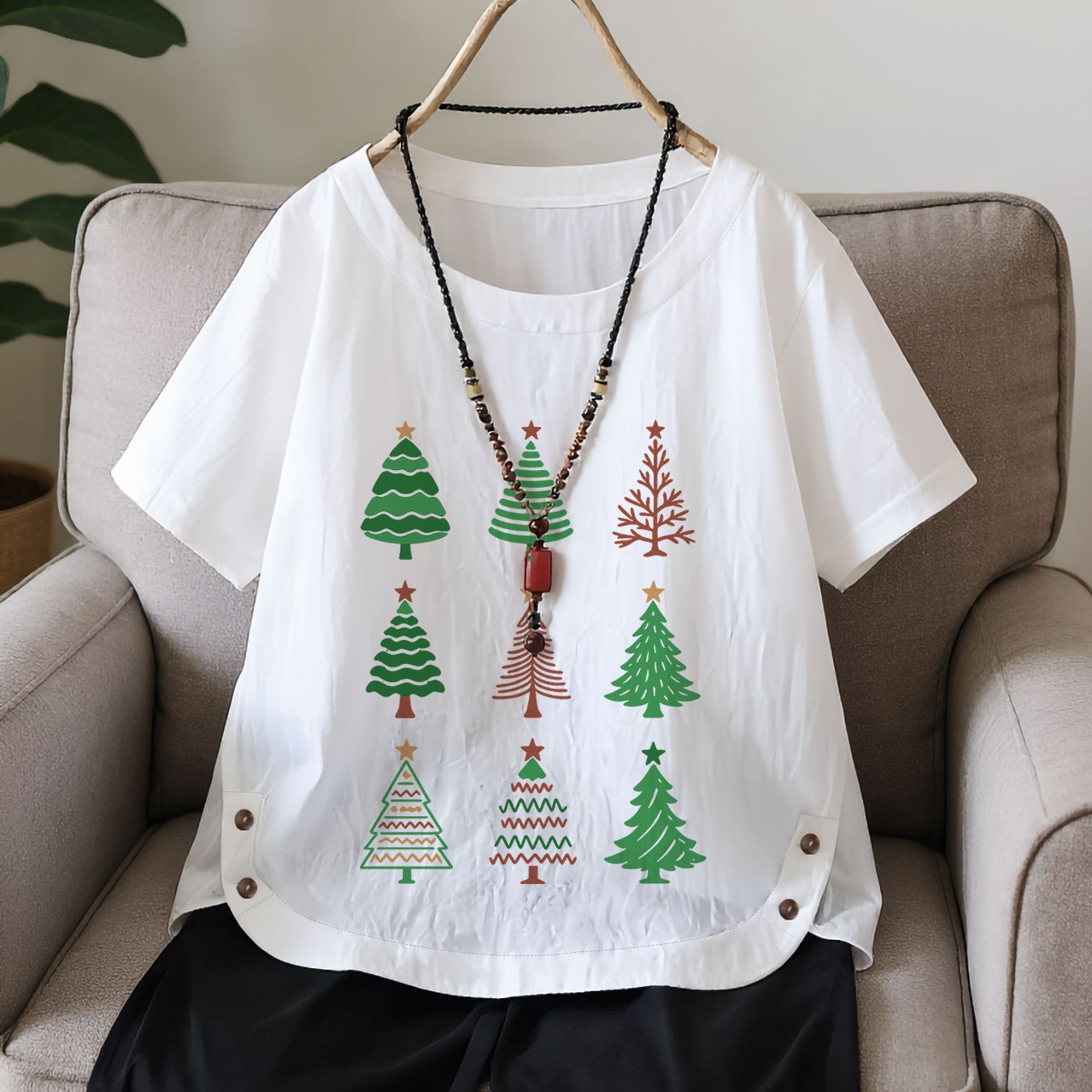 TEMU Graphic Print Blouse, Crew Neck Loose Fit Short Sleeve Casual Top For Spring And Summer, Women's Clothing