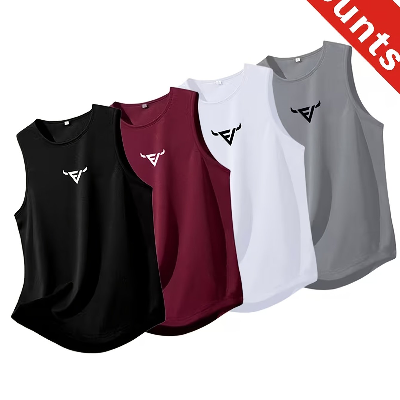 TEMU 4pcs Mixed Head Pattern Men's Breathable Polyester Sports Tank Top - Regular Fit Sleeveless Shirt, Suitable For Gym, Running, Outdoor And Casual