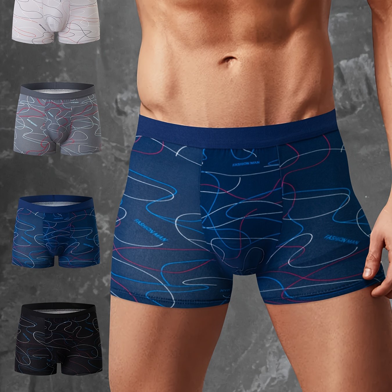 TEMU 4-pack Men's Fashion Print Boxer Briefs Breathable Underwear