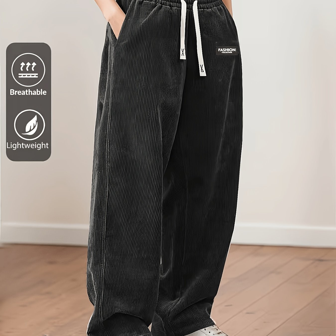 TEMU Pantalones de para mujer - Pantalones de con cintura elástica y cordón, pantalones de de pierna adecuados para uso diario casual, citas y