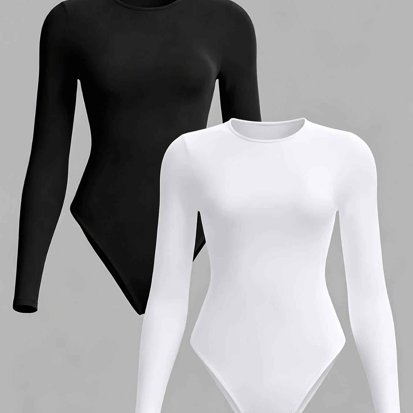 TEMU 2pcs Women's Elegant Long Sleeve Solid Color Bodycon Two-piece Set