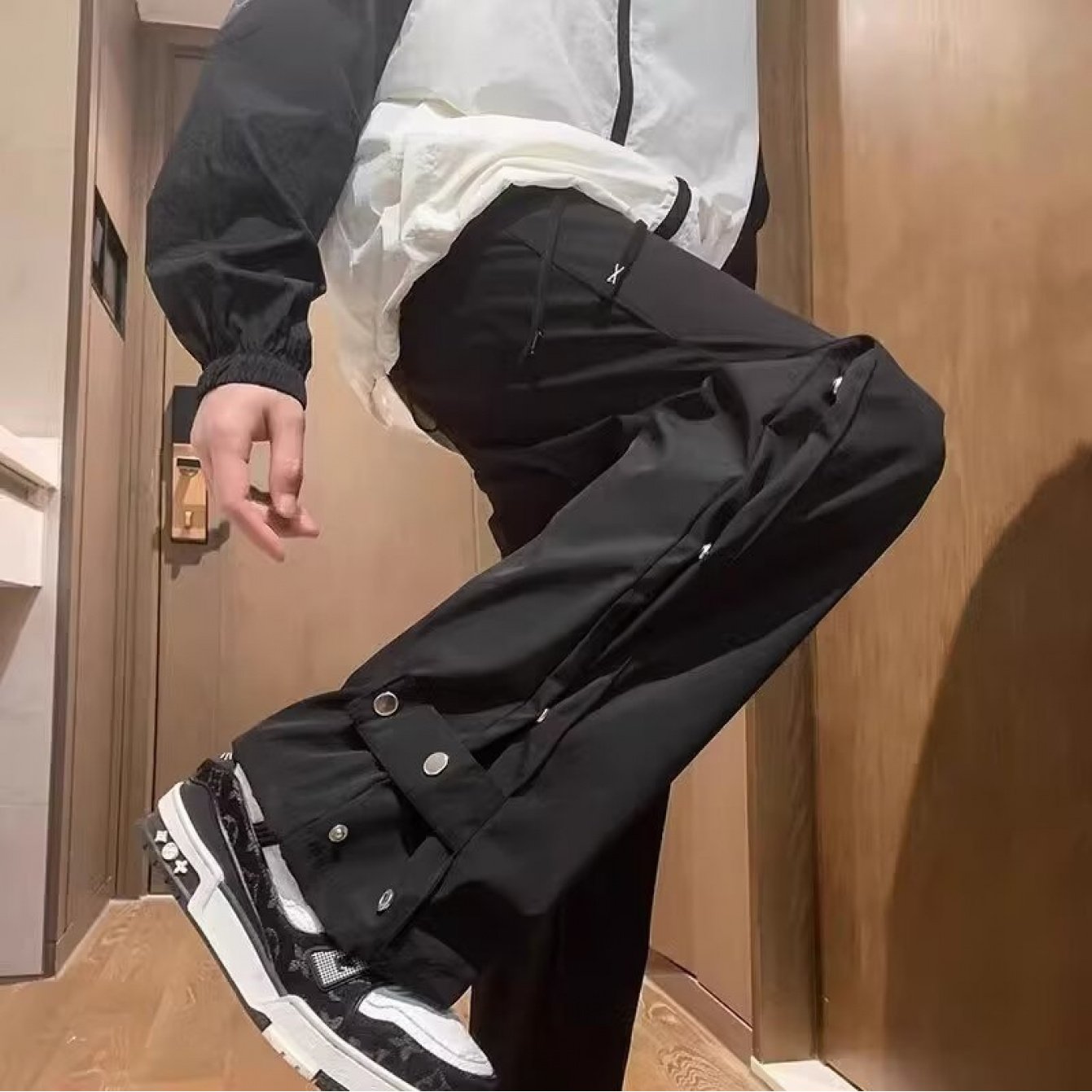 TEMU 【メンズ】カーゴパンツ 春秋 アメリカンスタイル ビビッド機能フレアパンツ トレンド ゆったり ストレート カジュアル ロングパンツ
