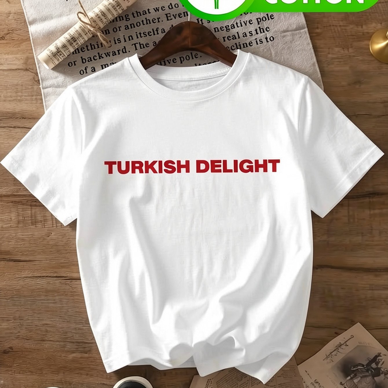 Image of Men's 100% Turkish Graphic T-shirt | Light Yellow Casual Short Sleeve Tee With Red Lettering & Sweet Print, Crew Neck Top For Themed Parties & Casual Attire, Machine Washable Cultural Apparel