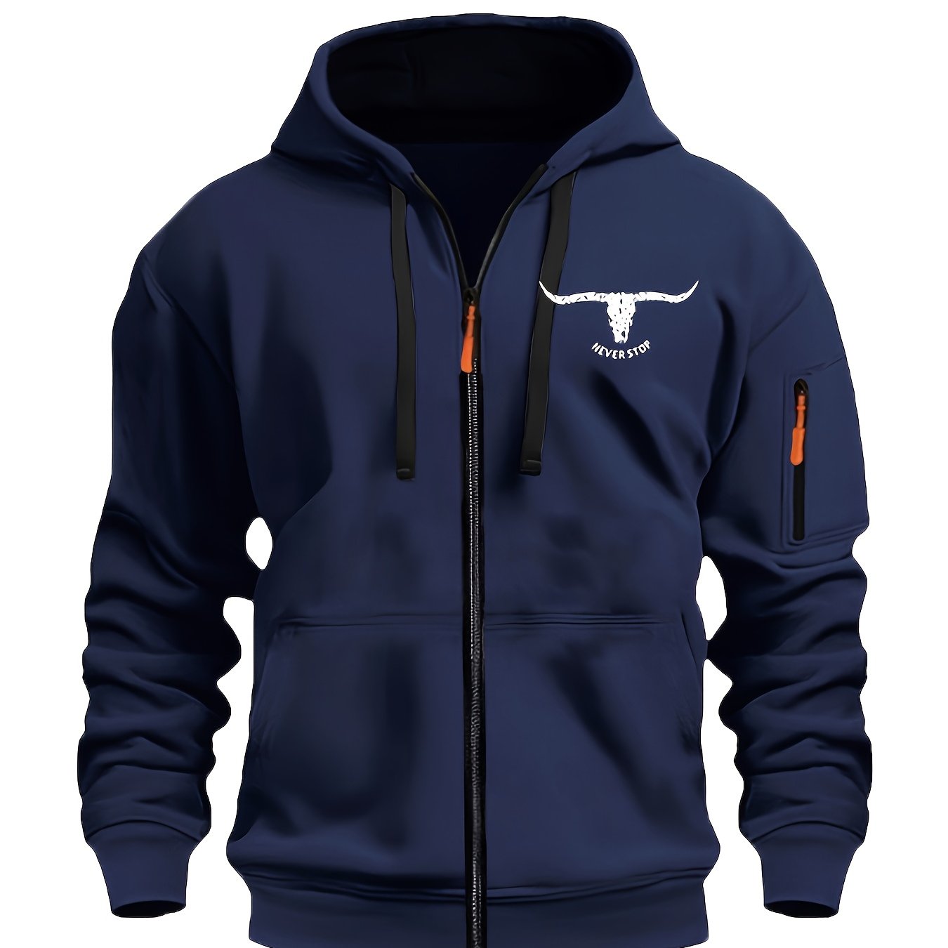 TEMU Men's Fashion Hooded Sweatshirt With Zippered Closure, Casual Long Sleeve Sports Jacket With Hood And Pocket On Sleeve For Fall/winter, Fitness,
