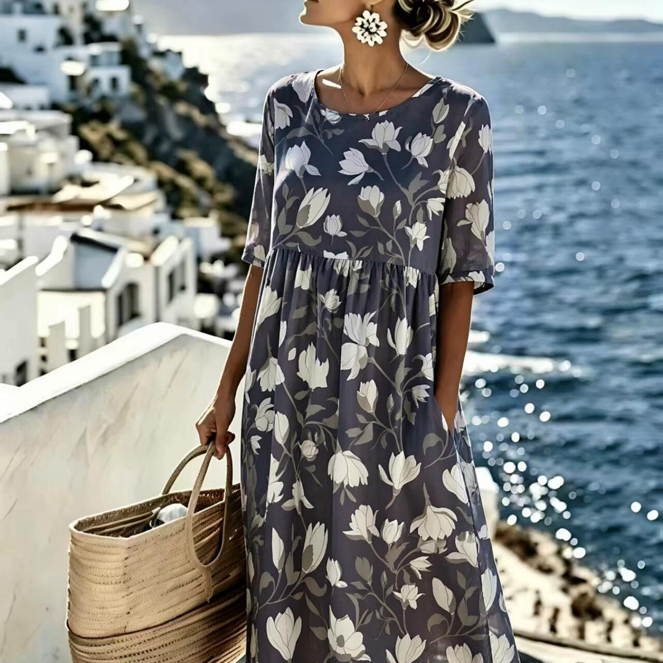 Women's Summer Dress Floral Style Casual Resort Style Fashionable And Elegant Machine Washable Suitable For Daily And Commuting The For Gifts