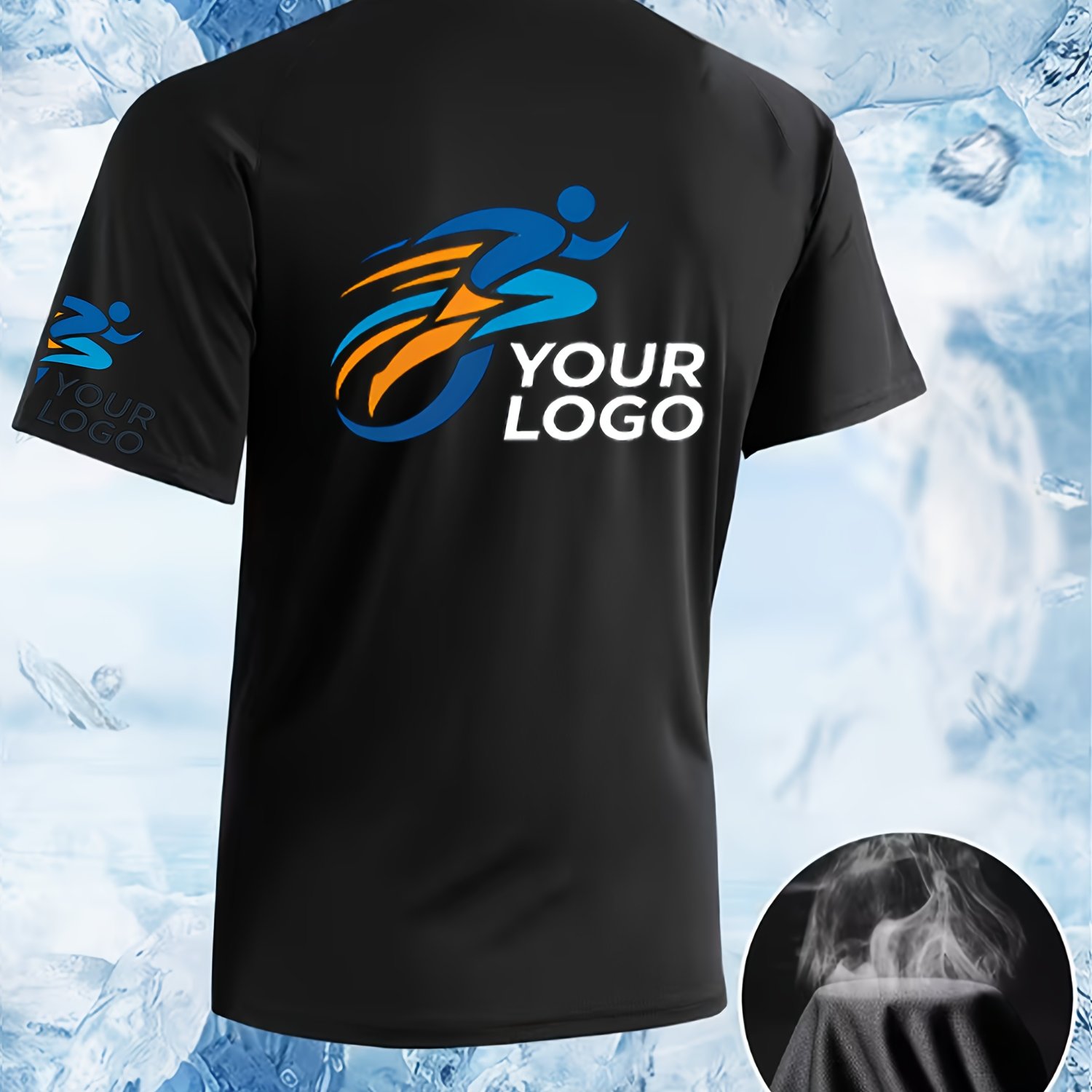 TEMU Men's Quick-dry Custom Print Shirt With 3-position Personalization - Breathable Performance Wear Suitable For Summer, Round Neck Casual & Wear,