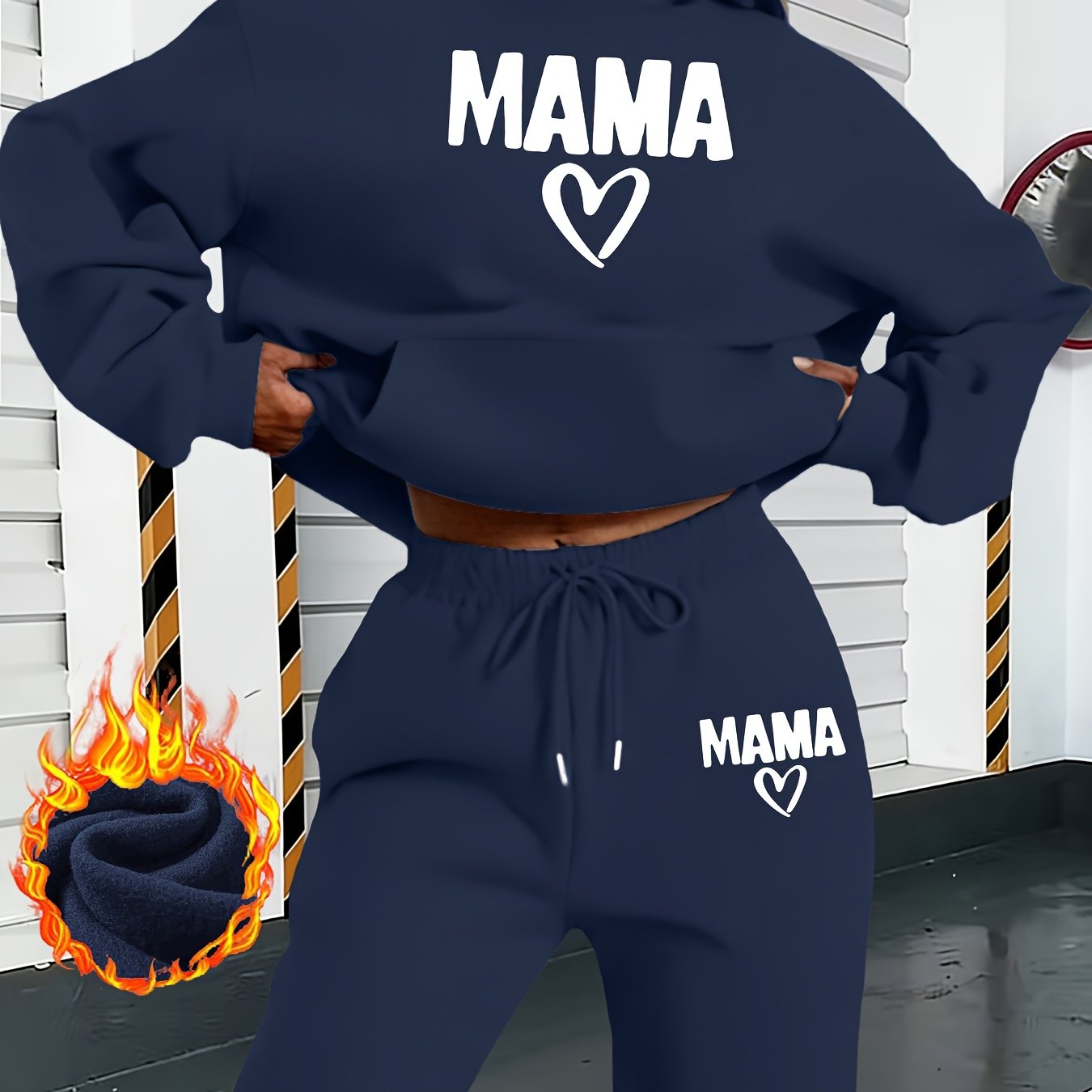 TEMU A Set Of Long-sleeve Hooded Sweatshirt And Pants, Designed For Women For Autumn And Winter, Casual Pullover Set, Made Of 100%, Machine Washable