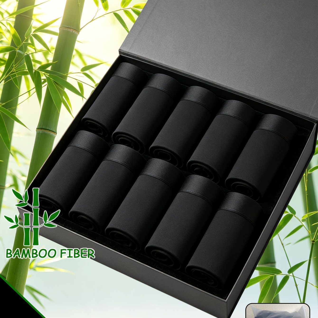 TEMU 10pcs Of Men's Underwear Made Of Bamboo Fiber Material, Friendly, Breathable And , Moisture Wicking, Soft And Elastic, Durable And Lightweight,