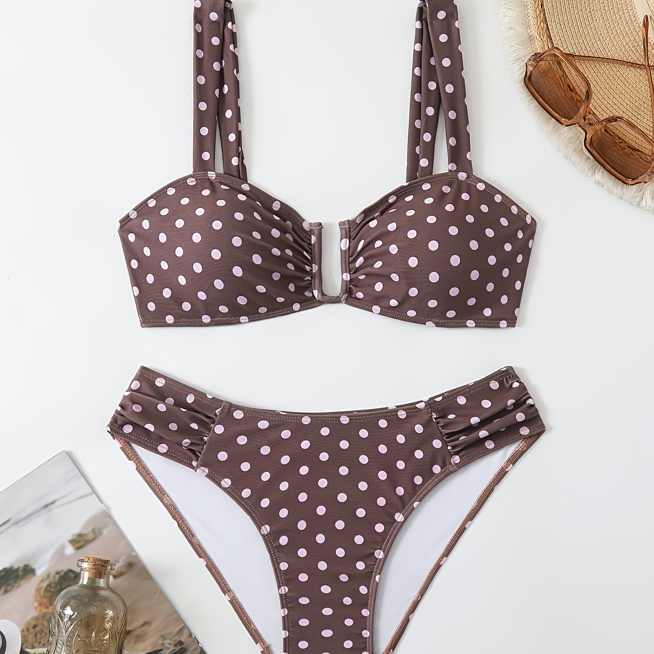 Women’s Vintage Polka Dot Swimsuit Square High Waist Bottom