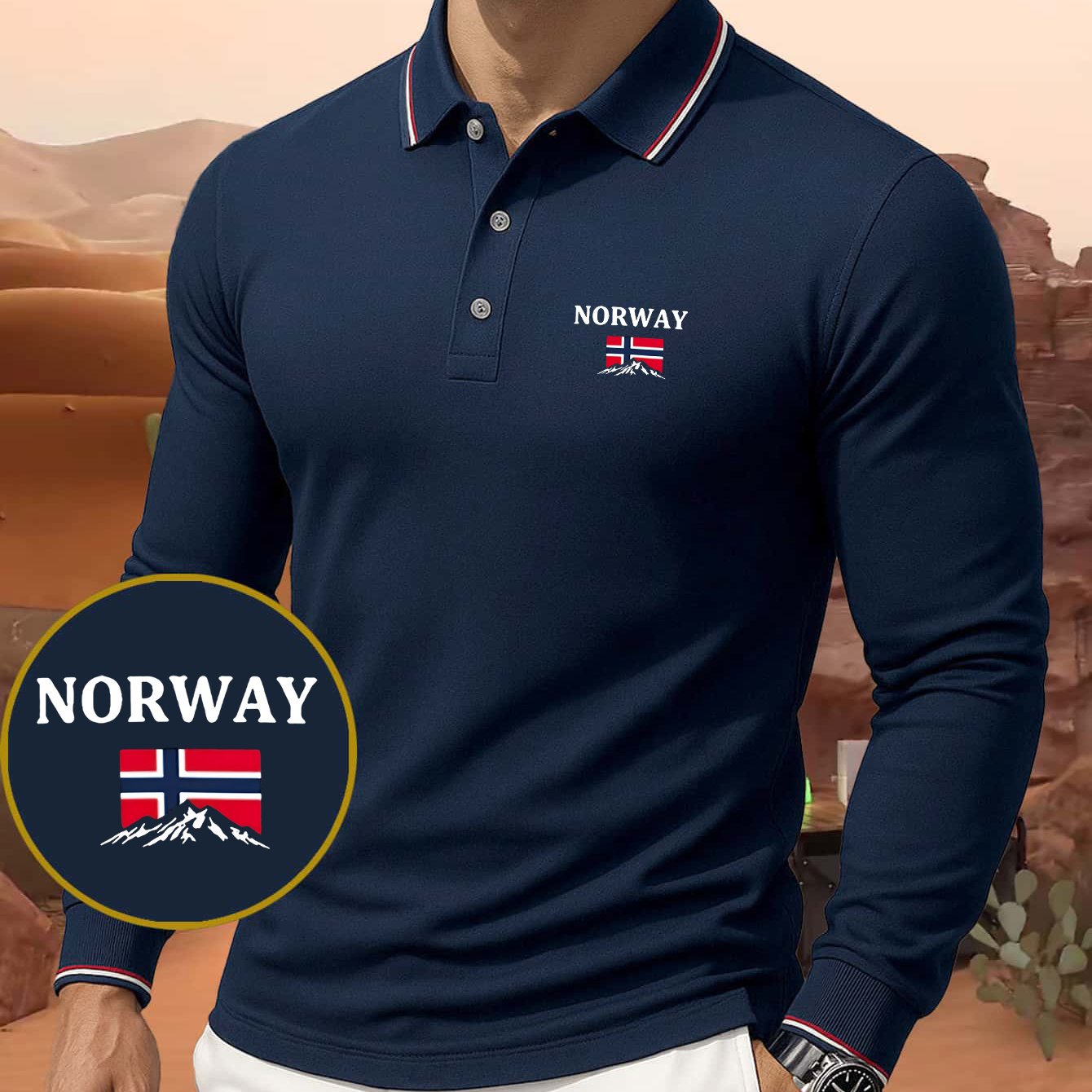 TEMU Camiseta polo de larga para hombre, superior cómoda para exteriores, casual y de negocios