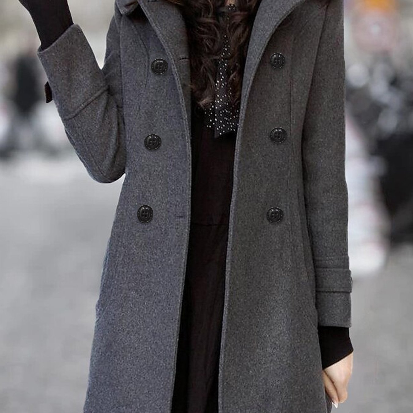 Autumn And Winter Women's Tweed Thickened Coat