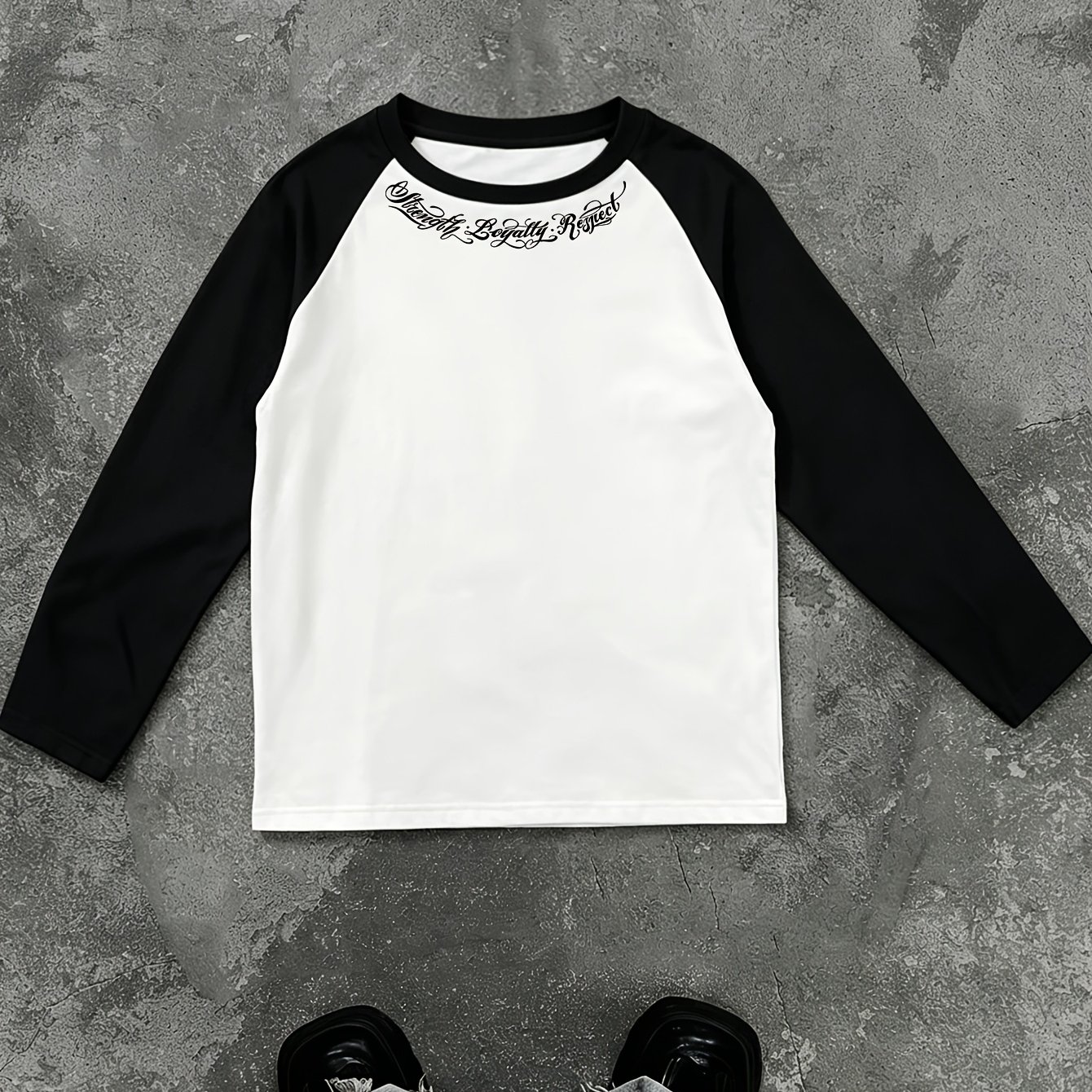 TEMU Spring Summer New Women's Casual Loose Color-block Long Sleeve Top, "strength " Pattern Print, Style Trendy Cool Design Daily Versatile Style