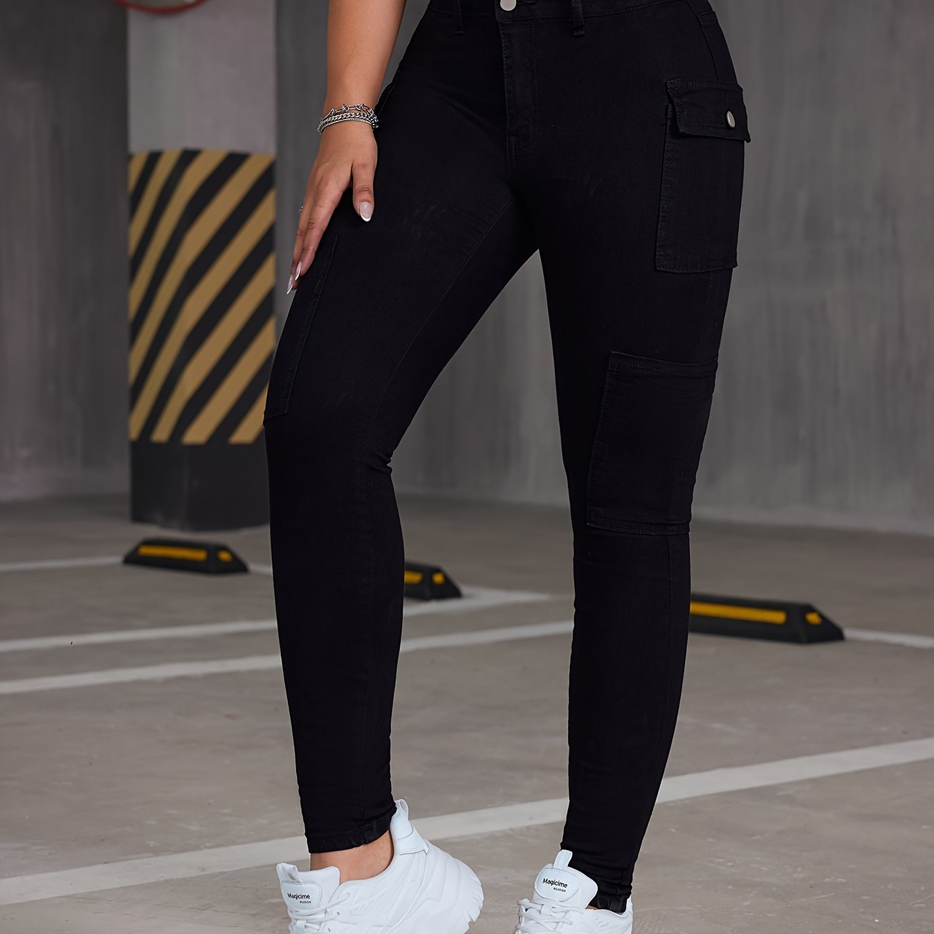 Black Skinny Workwear-style Women's Jeans
