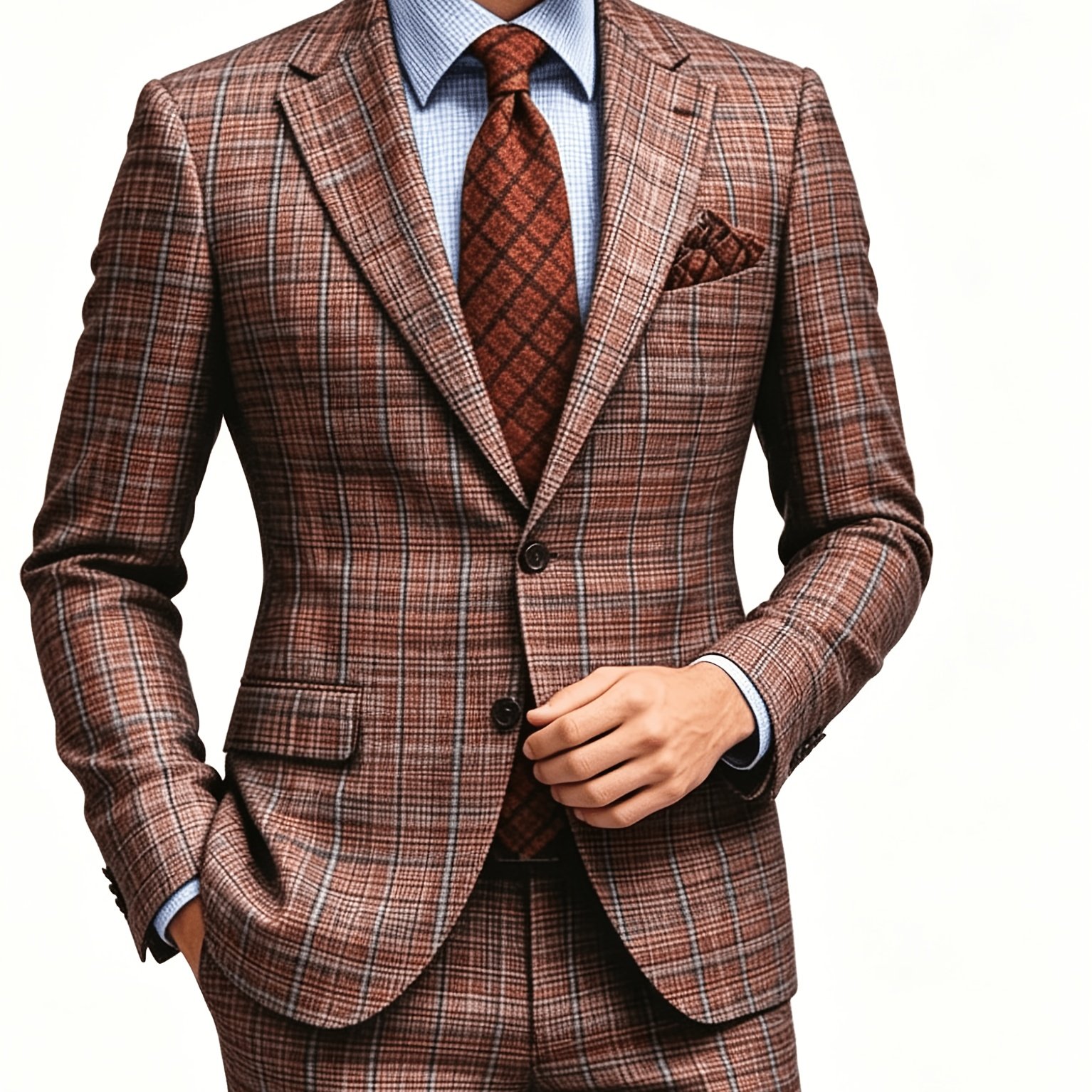 Men's Geometric Pattern Double Breasted Blazer Slim Fit Suit Jacket For Formal Events And Business