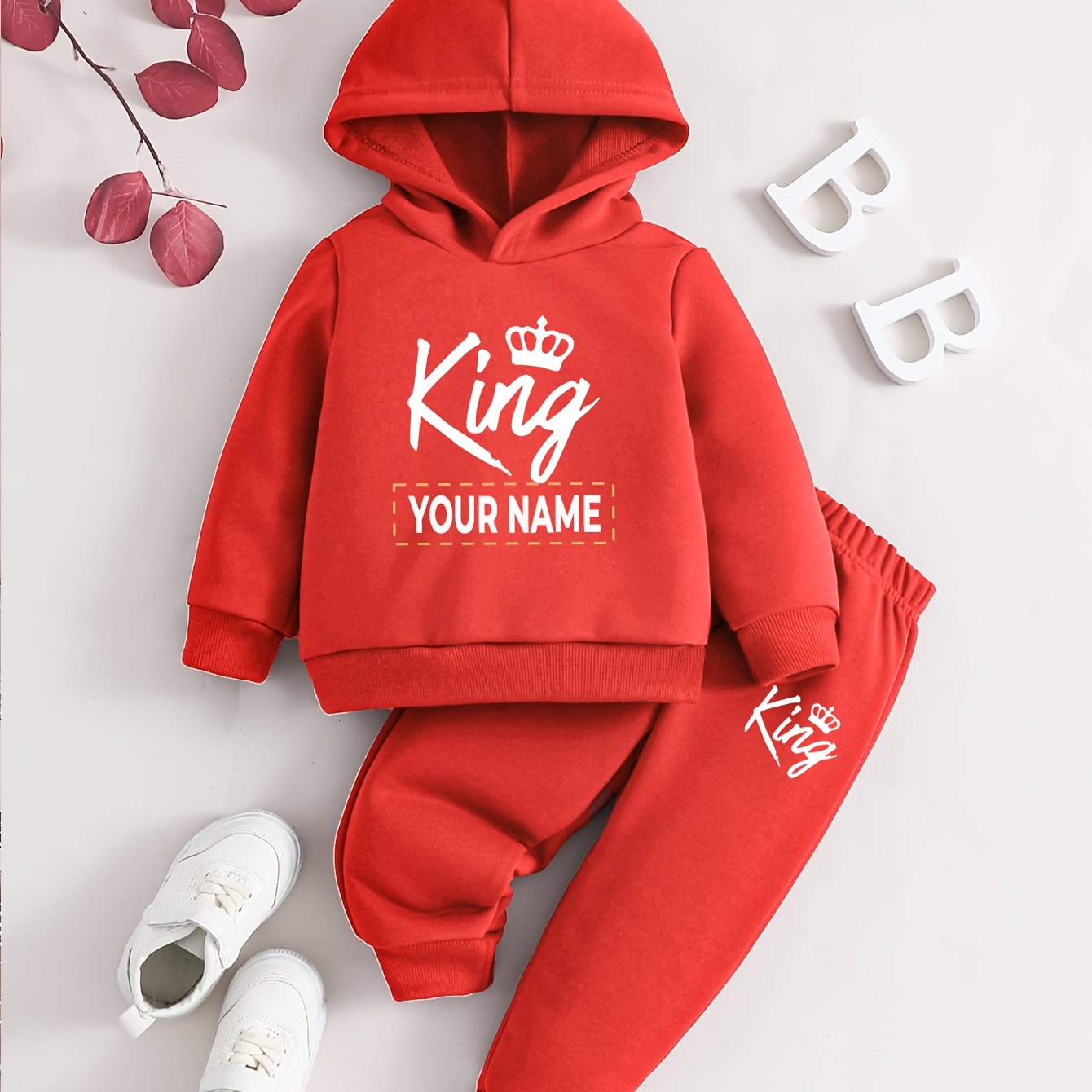 Baby's Customized 2pcs Set, Christmas Pattern Sweatshirt & Sweatpants