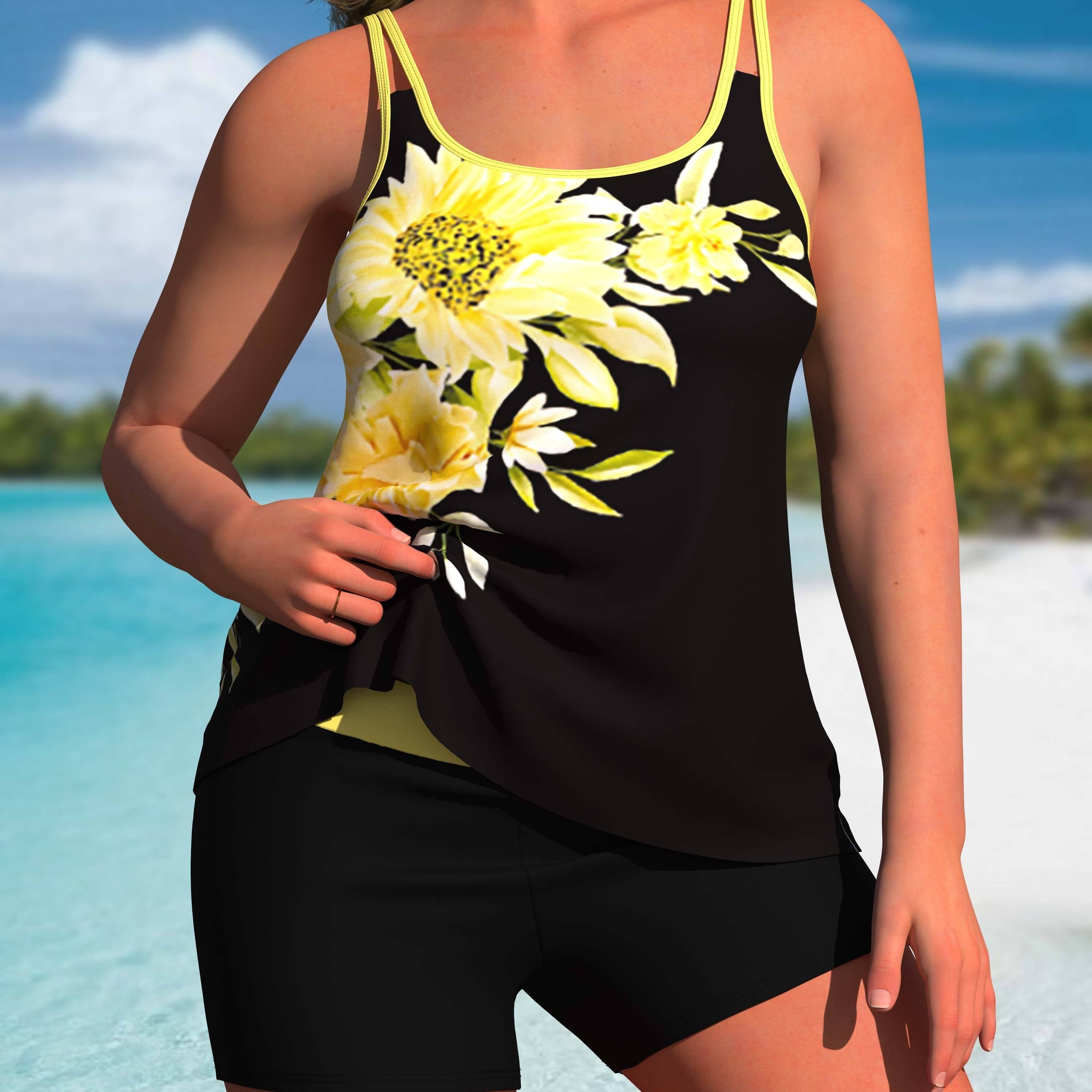 Plus Size Casual Bikini Set Women's Plus Star Sunflower - Temu