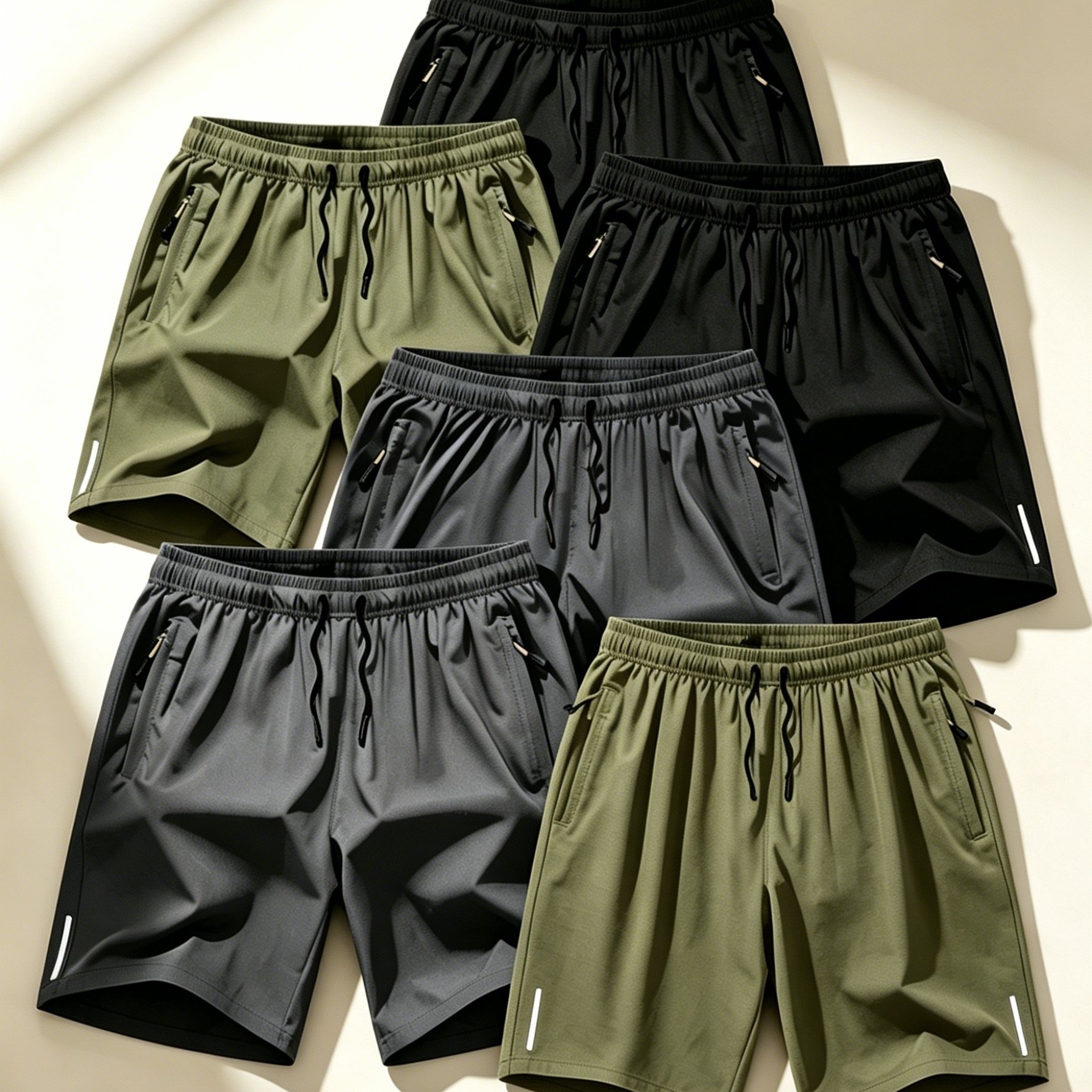 TEMU 6pcs Set - Men's Shorts, Casual Loose Shorts, Workwear Shorts Men's 5 Quarter Pants Ins Trendy Straight Leg Casual 5 Quarter Shorts Basketball