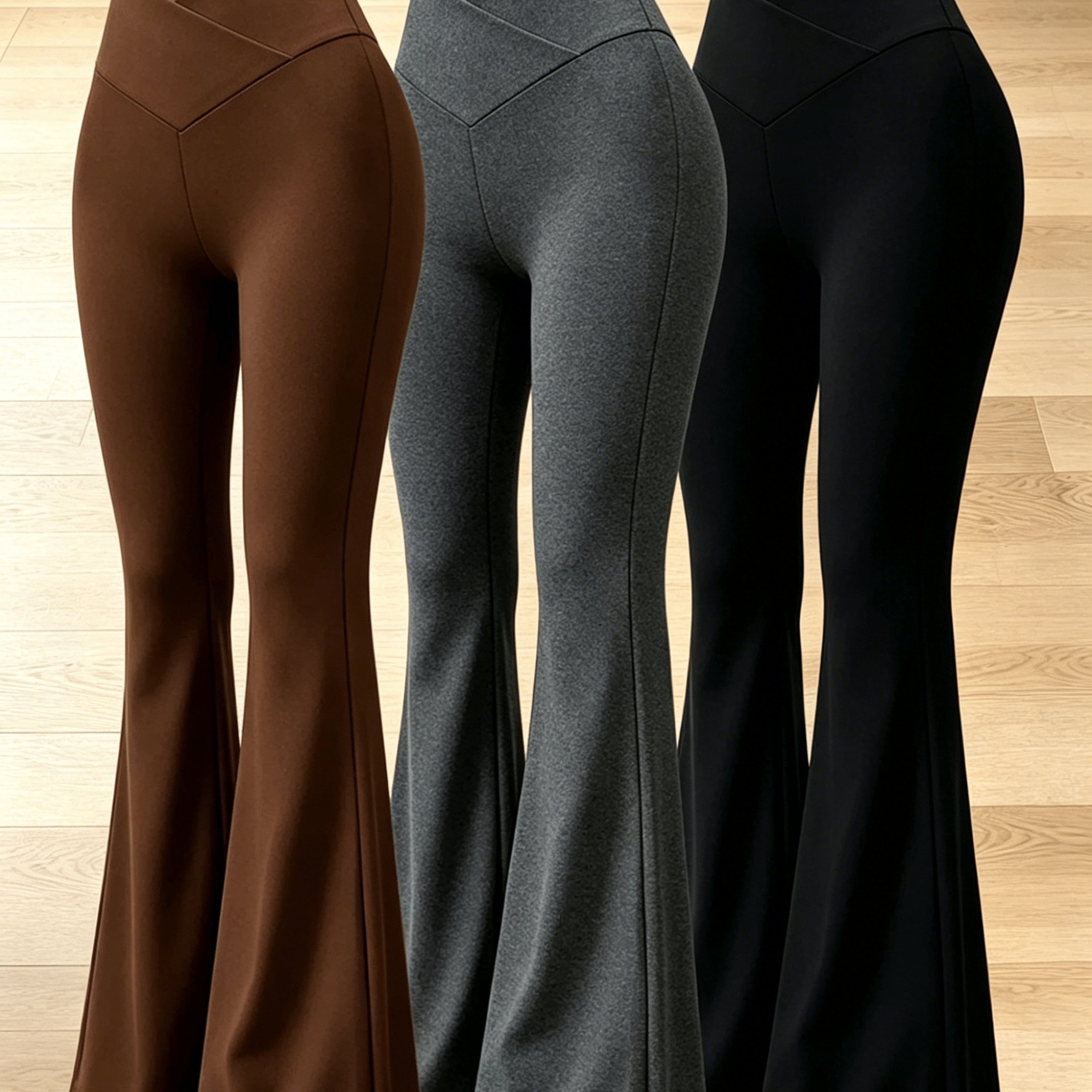 TEMU 3pcs Set + Summer Elegant High-waist Crisscross Slim-fit Pants In Solid Colors, With Built-in Abdominal Support And Vertical Leg-lifting Design,