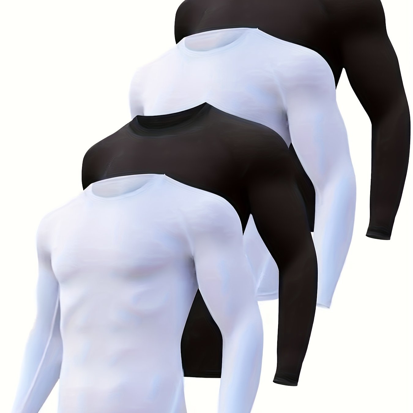 TEMU Ensemble Sportif Homme 4 Pièces, Manches Longues Slim Fit, Tenue de Fitness Rapide