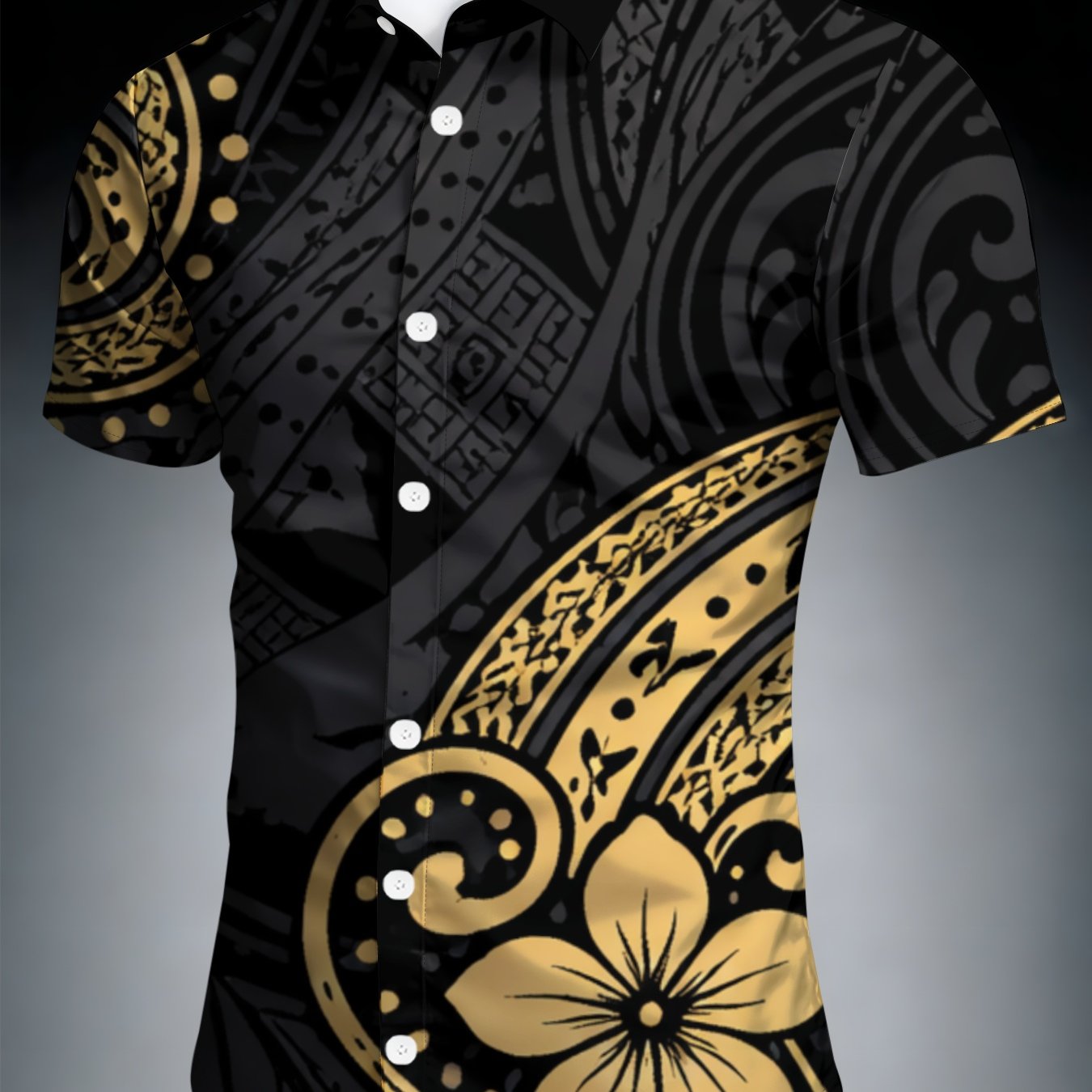 TEMU Men's Summer Short Sleeve Shirt, Geometric Print, Casual Fashion Top