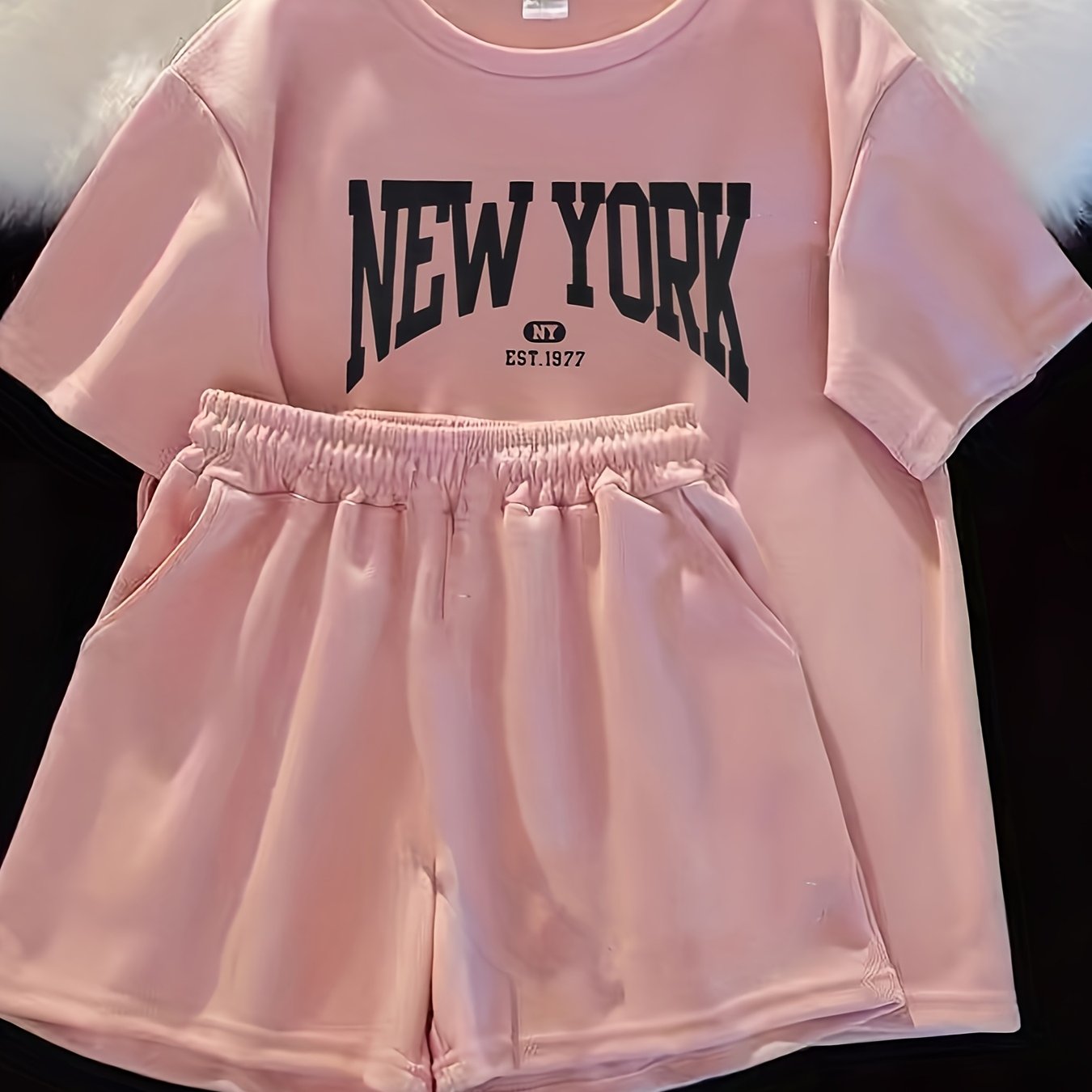 Image of Girls' Summer Outfit Set, Two-piece Summer Clothing With Stylish Shorts, For Outdoor