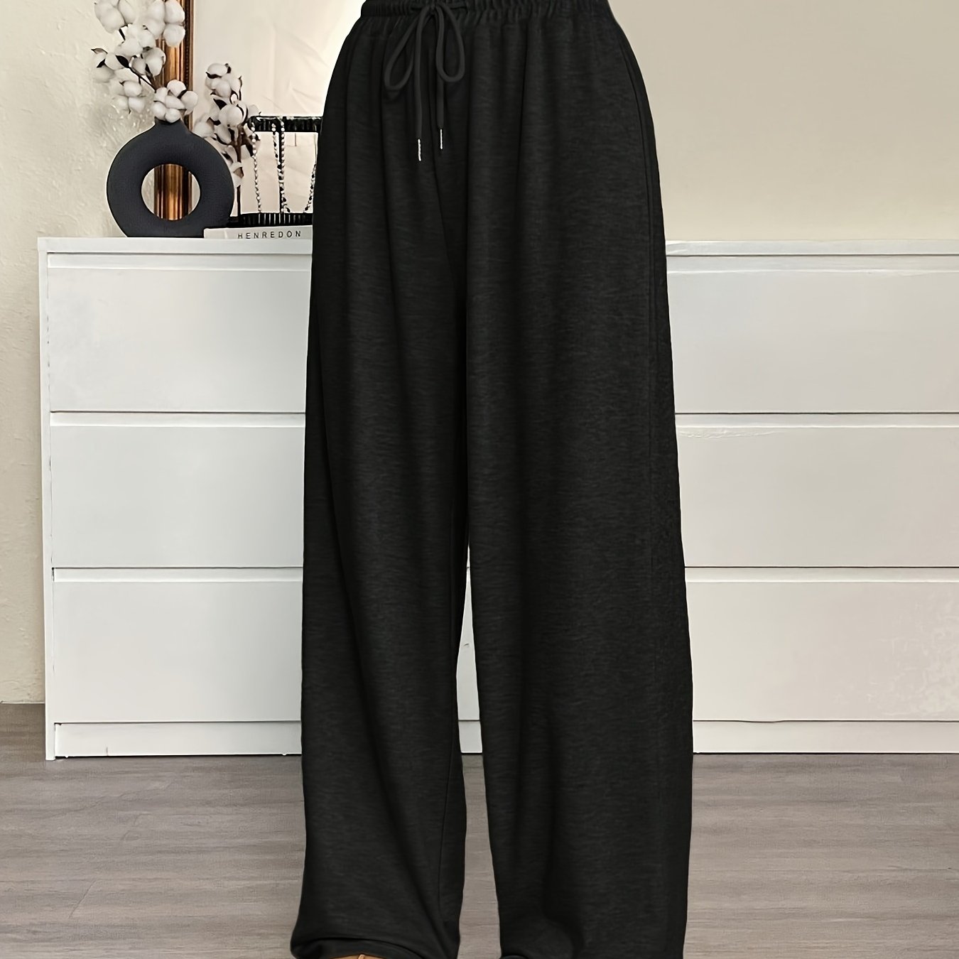 TEMU Pantalones deportivos holgados para mujer con cintura ajustable y cordón, ideales para ejercicio, negocios, graduación, ropa de , graduación,