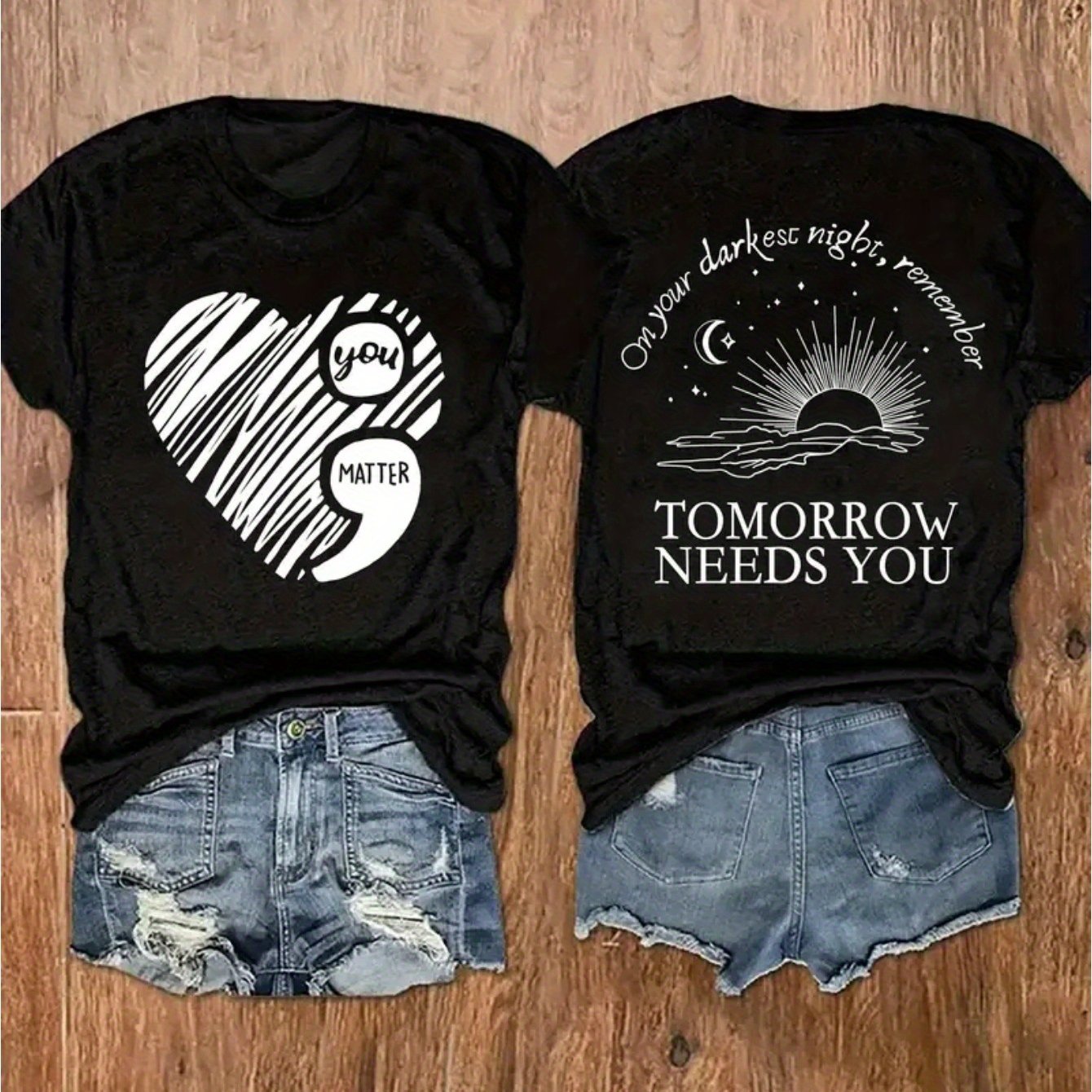 TEMU Women's Short Sleeve T-shirt With Design - Loose Fit For, Summer Korean Style, For Middle-aged Women, Fashionable And Age-reducing, Half Sleeve