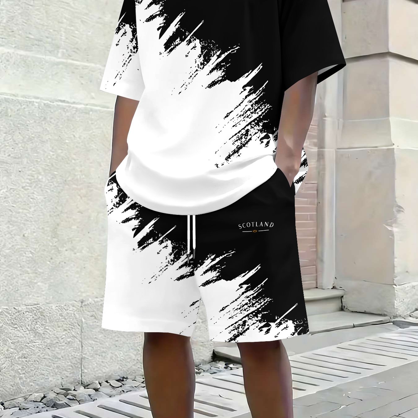 TEMU Casual Set For Men, Short Sleeve And Shorts 2pcs Set