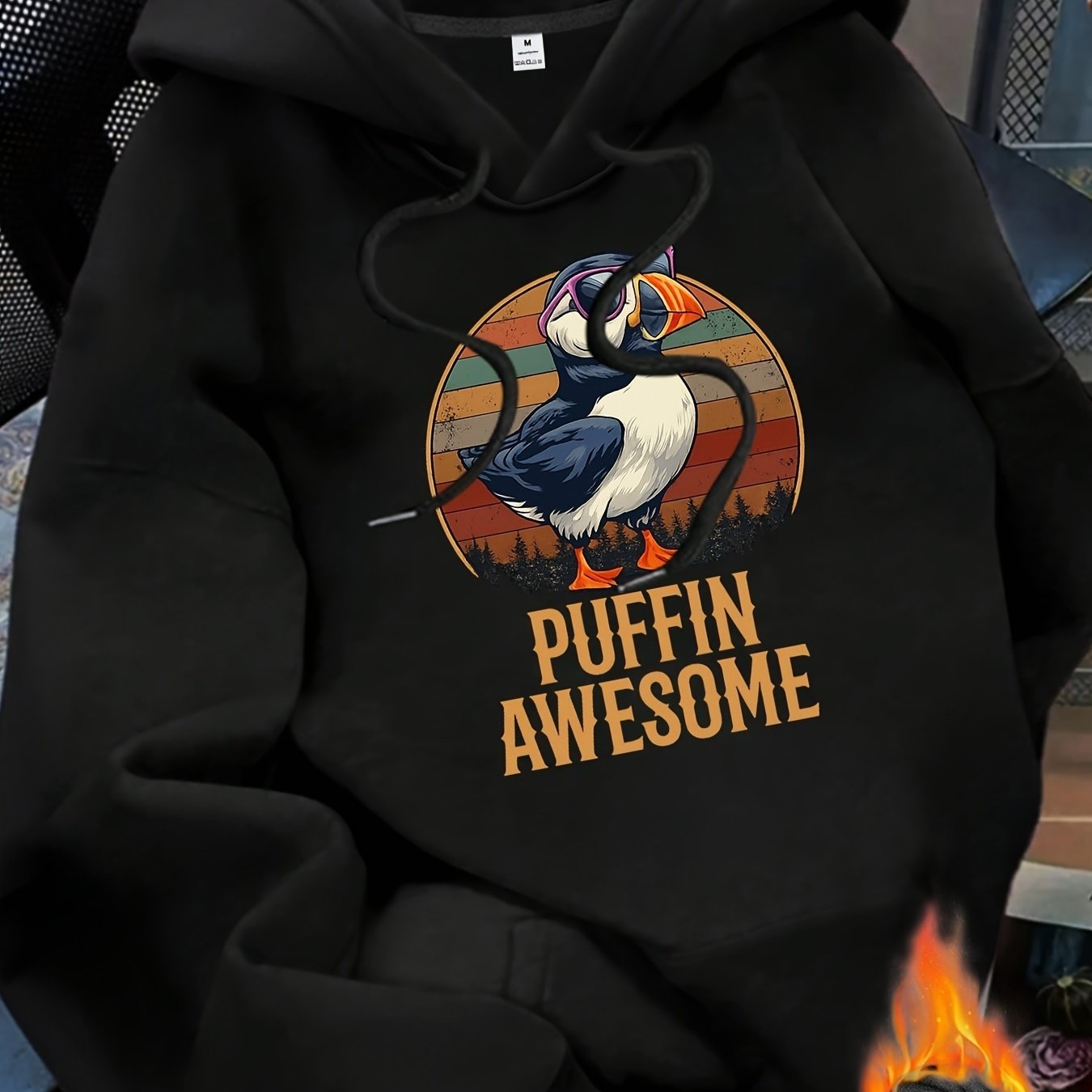 TEMU 25 0707 Sweat à capuche Cool Puffin avec Lunettes de Mode, Sweat à Capuche Imprimé pour Femmes, Sweat à Manches Longues Décontracté et Tendance,
