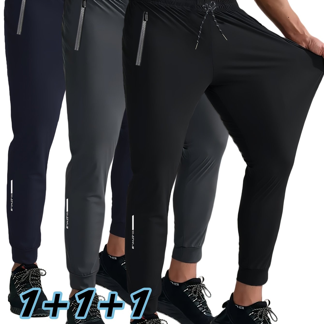 TEMU 3pcs Men's Casual Long Pants Versatile Easy Outdoor Casual Men's Trousers Outdoor Sports Fitness Outerwear Men's Pants