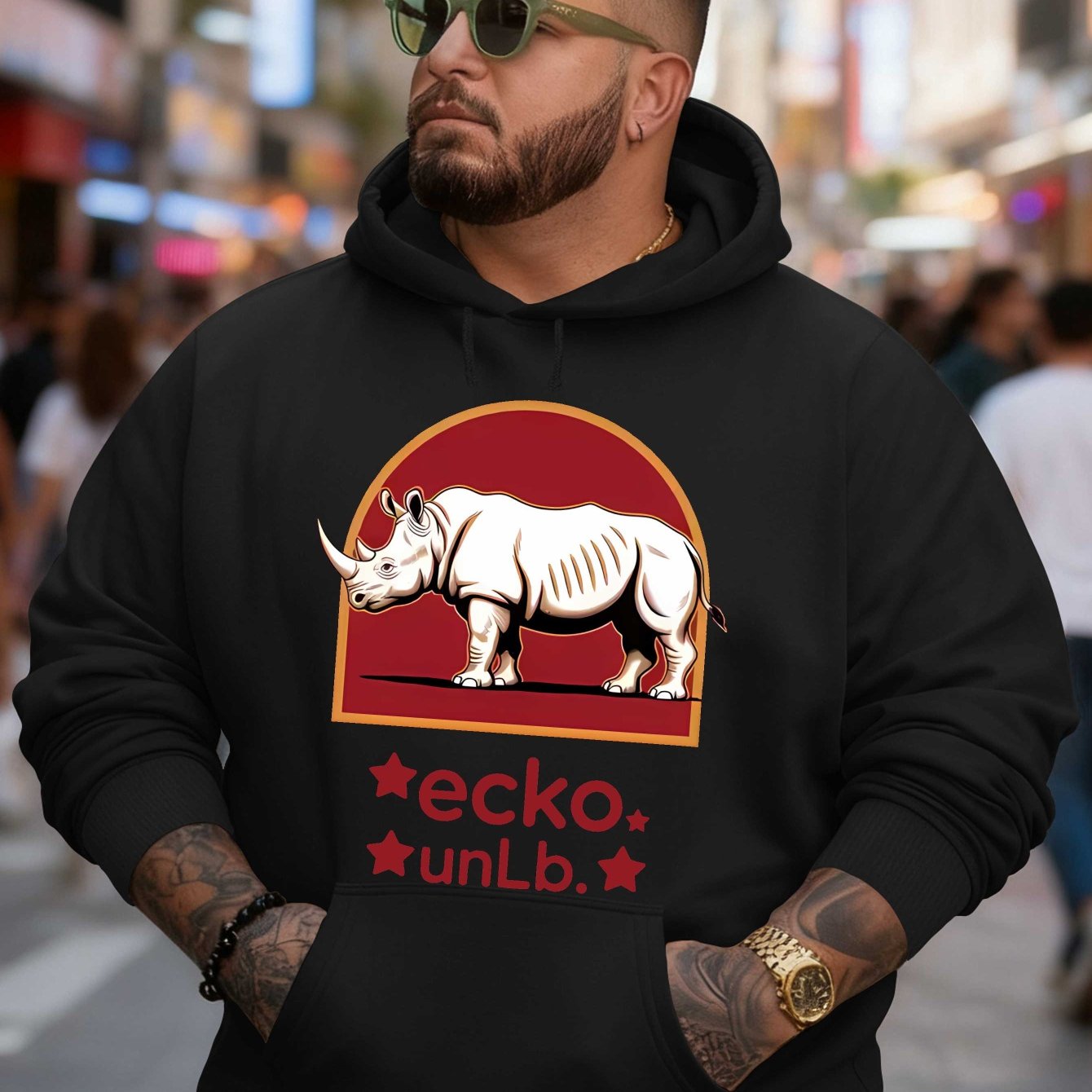 TEMU Unlb Inspired Streetwear Emblem New Printed Autumn And Winter Plus Velvet Men's Versatile Spring And Autumn Style Plus Large Hooded Trendy