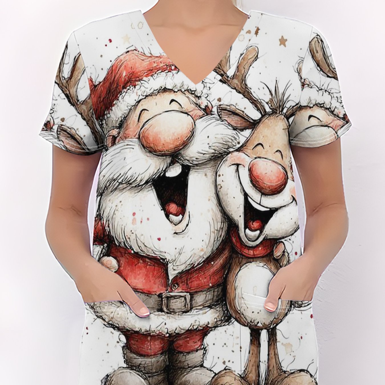 TEMU Christmas, Women's Uniform With Cute And Vivid Patterns, Holiday Gift, New 2025 Collection, Full Range For Daily Wear, Soft And Comfortable