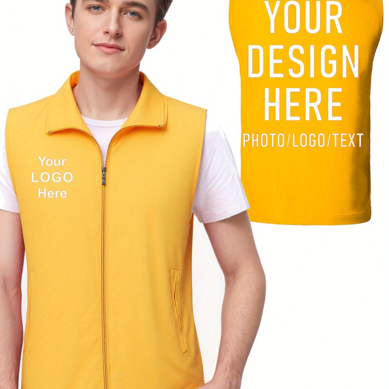 TEMU Men's And Women's Casual Vest Jacket, Volunteer, Traffic, School, Advertising Promotion, Supermarket, Transportation Workwear, Outdoor Zipper