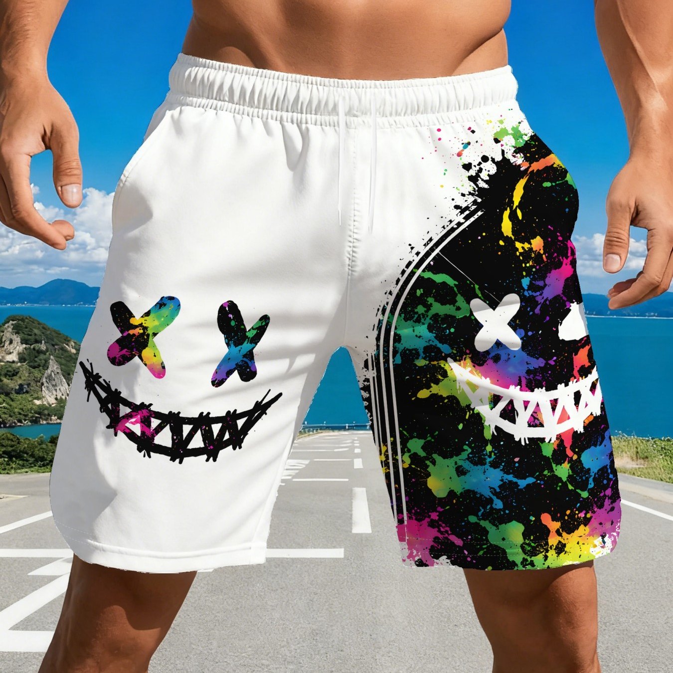 TEMU Pantaloncini casual da morbidi e confortevoli, motivo 3D, adatti per l'estate e l'outdoor, lavare a o