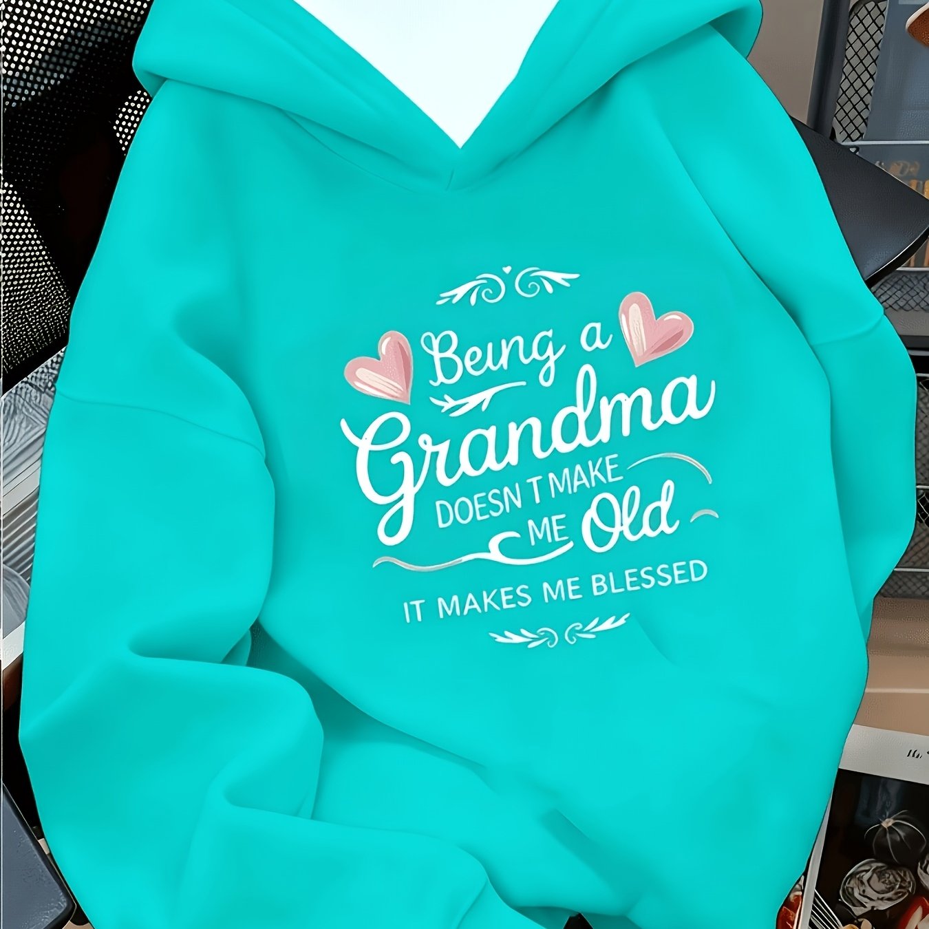 TEMU Printed Design - Plain Texture, Warm And Cute Print Hooded Sweatshirt, Casual And Comfortable Daily Wear Top