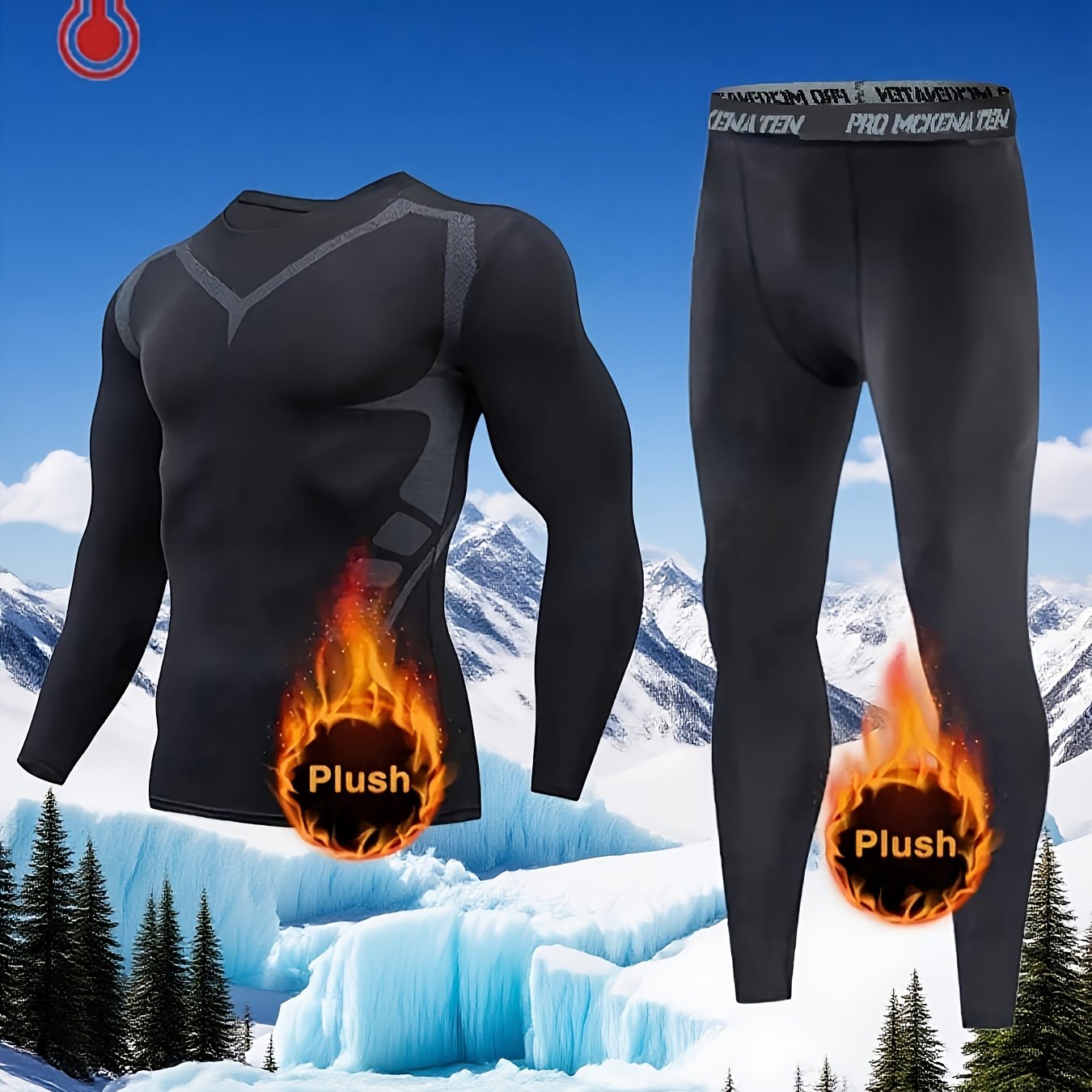 TEMU Two-piece Outfit Featuring Long Sleeves And Fitted Pants, Ideal For Outdoor Activities Such As Skiing, Cycling, Running, And Workouts. Machine